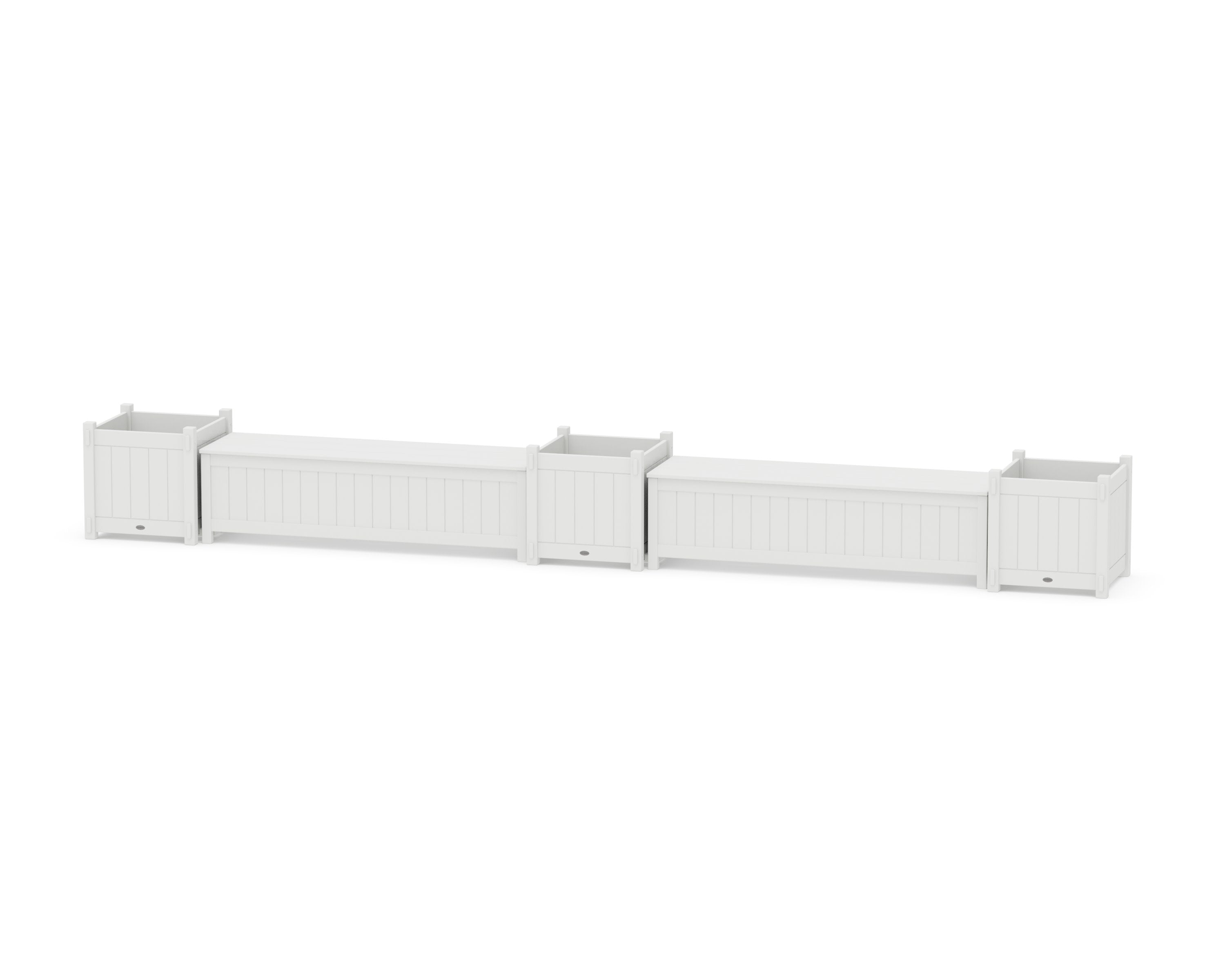 60" Vineyard Straight Double Planter Storage Bench Set- Large in White