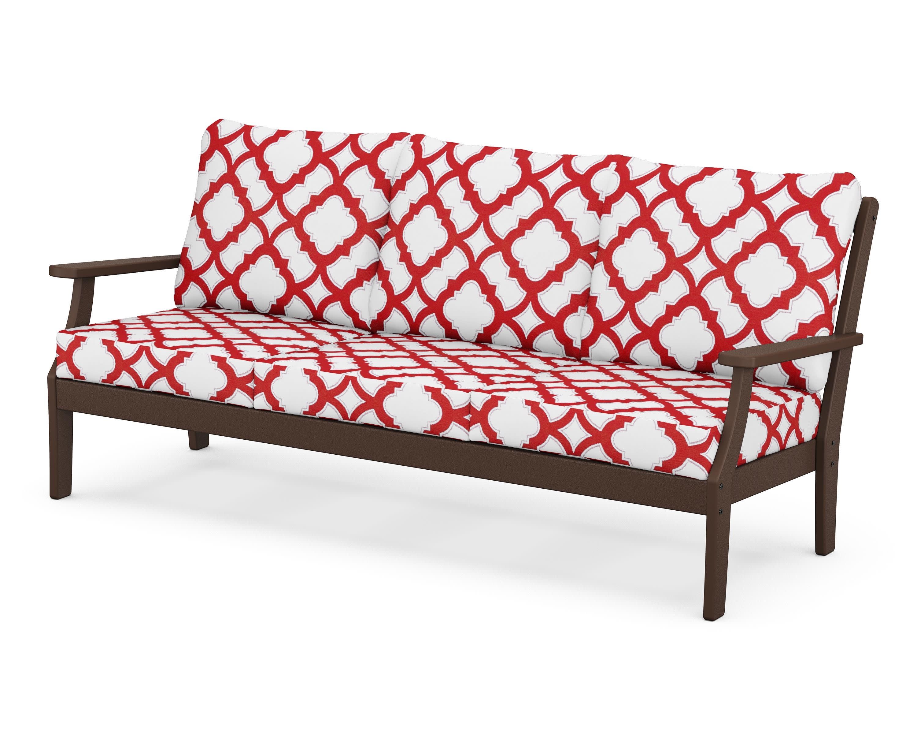 Braxton Deep Seating Sofa in Mahogany / Trellis Crimson
