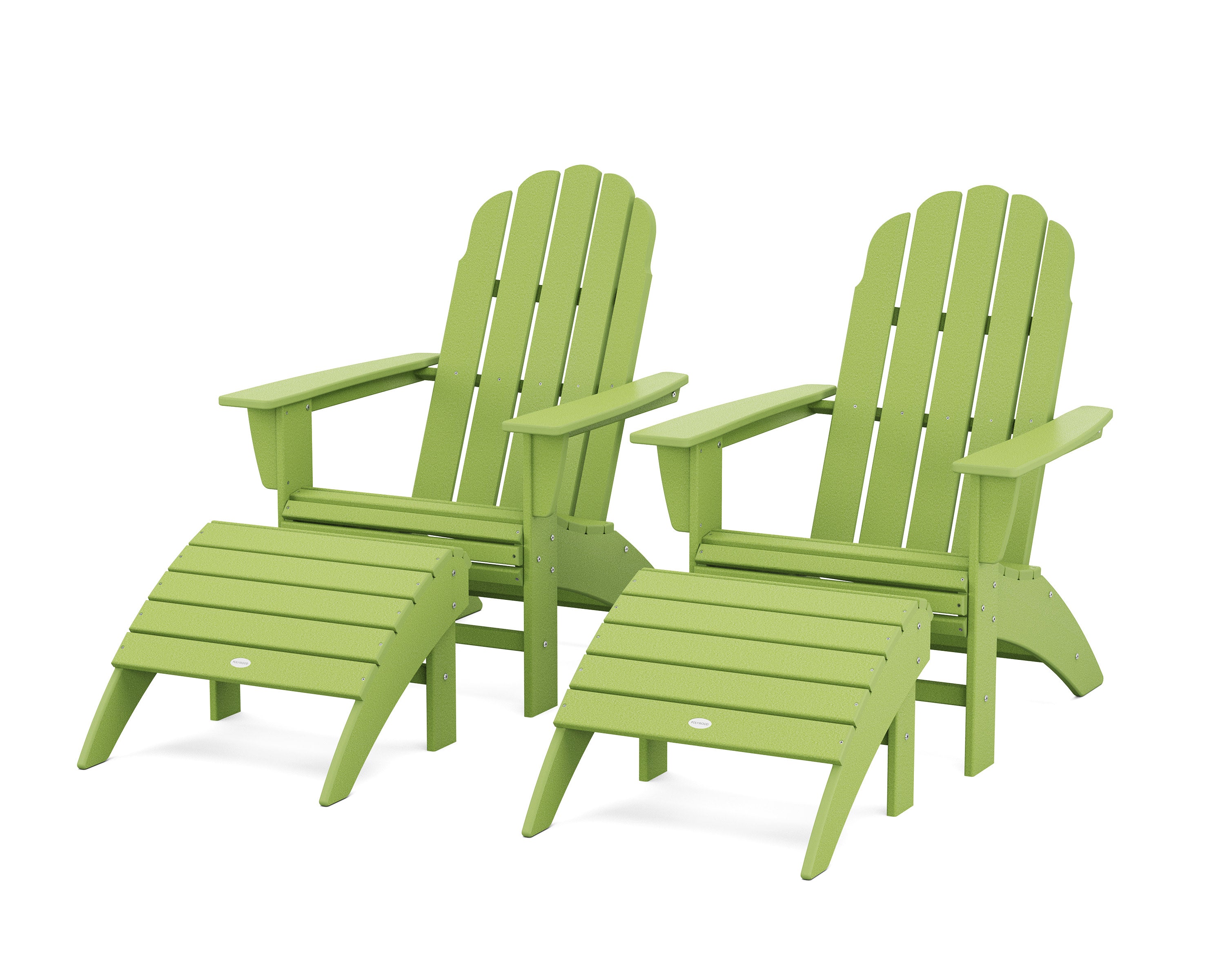 Vineyard Curveback Adirondack Chair 4-Piece Set with Ottomans in Lime