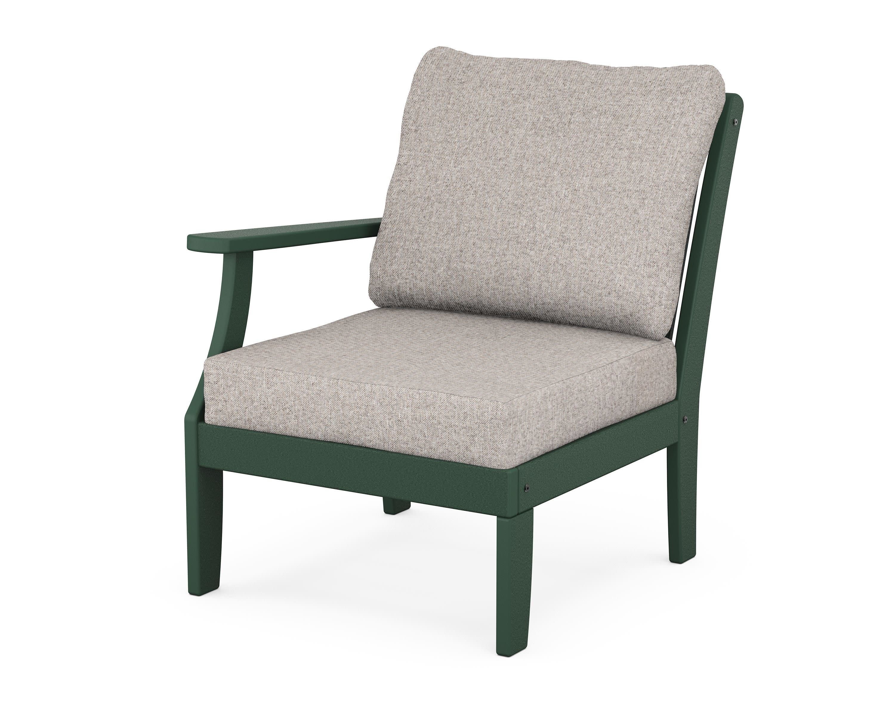 Braxton Modular Left Arm Chair in Green / Weathered Tweed