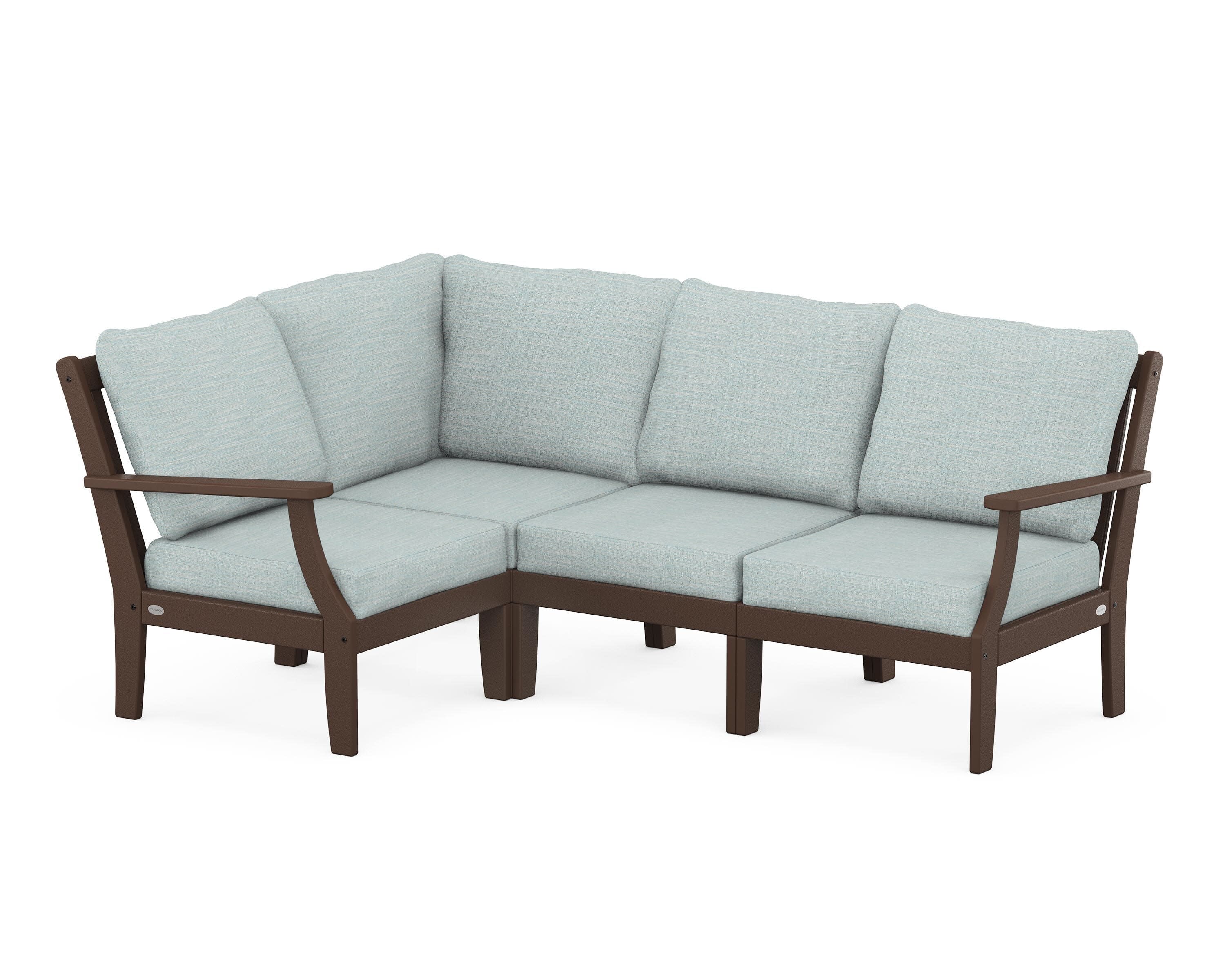 Braxton Modular 4-Piece Deep Seating Set in Mahogany / Soothe Mist