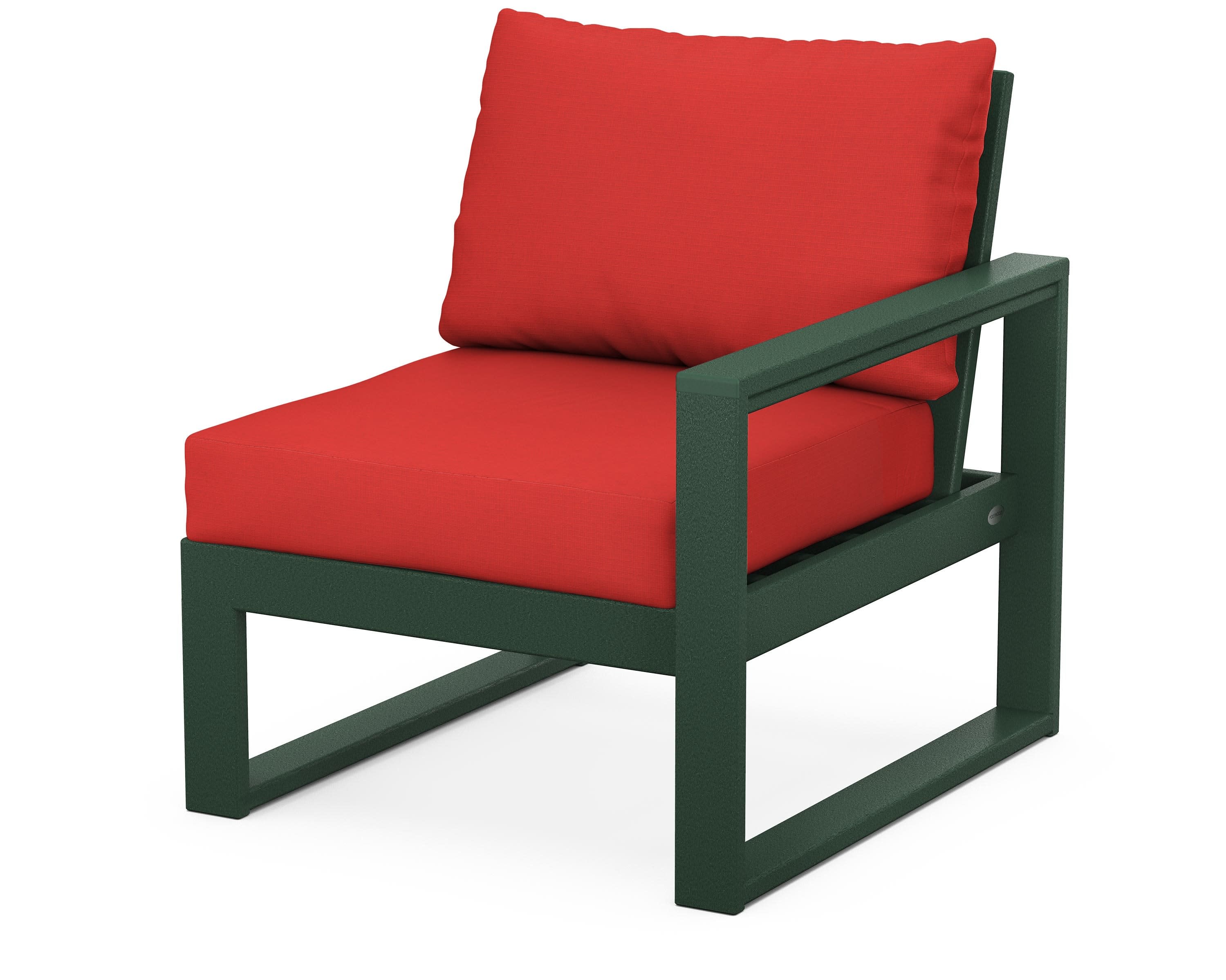 EDGE Modular Right Arm Chair in Green / Crimson Linen
