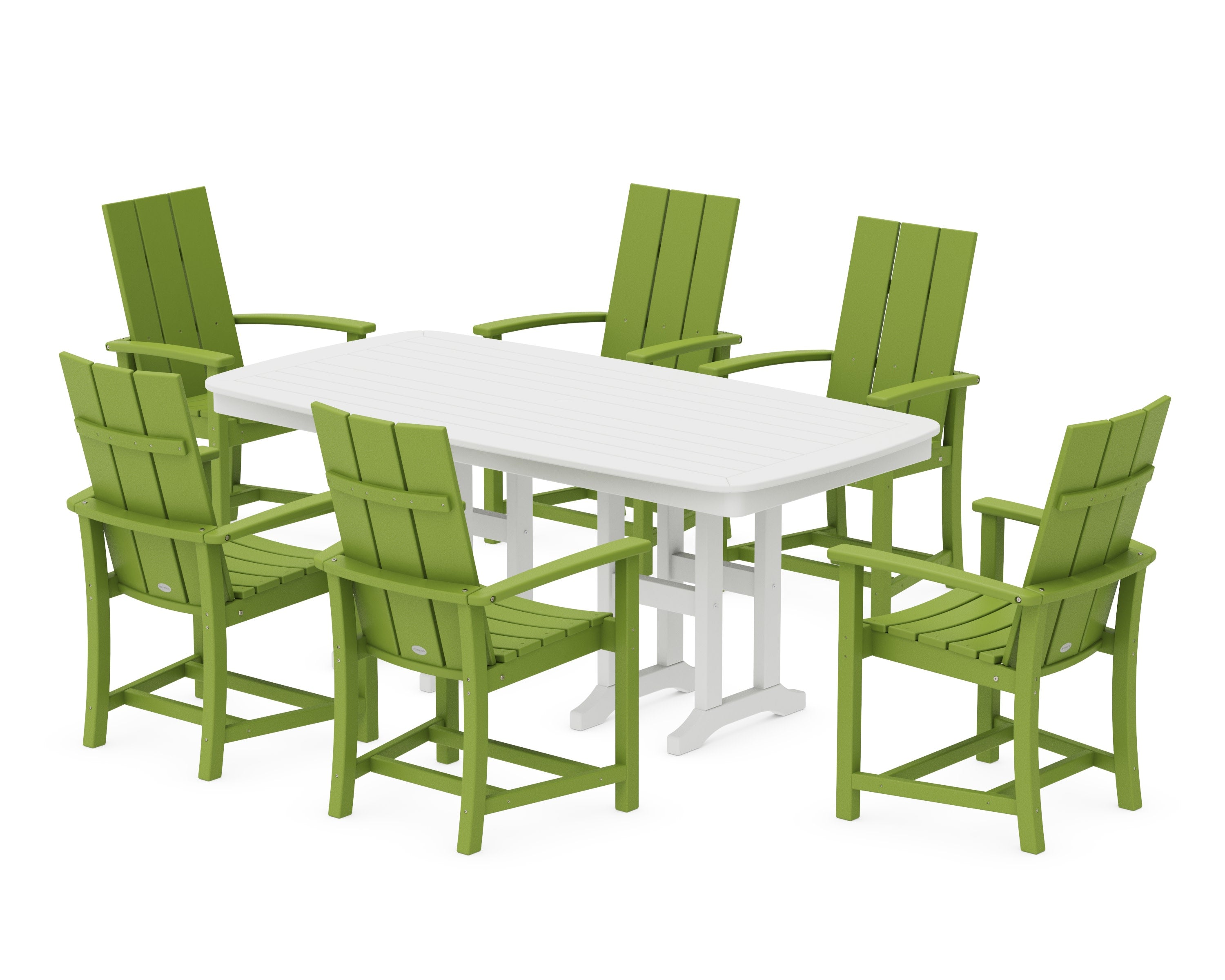 Modern Adirondack 7-Piece Dining Set in Lime / White