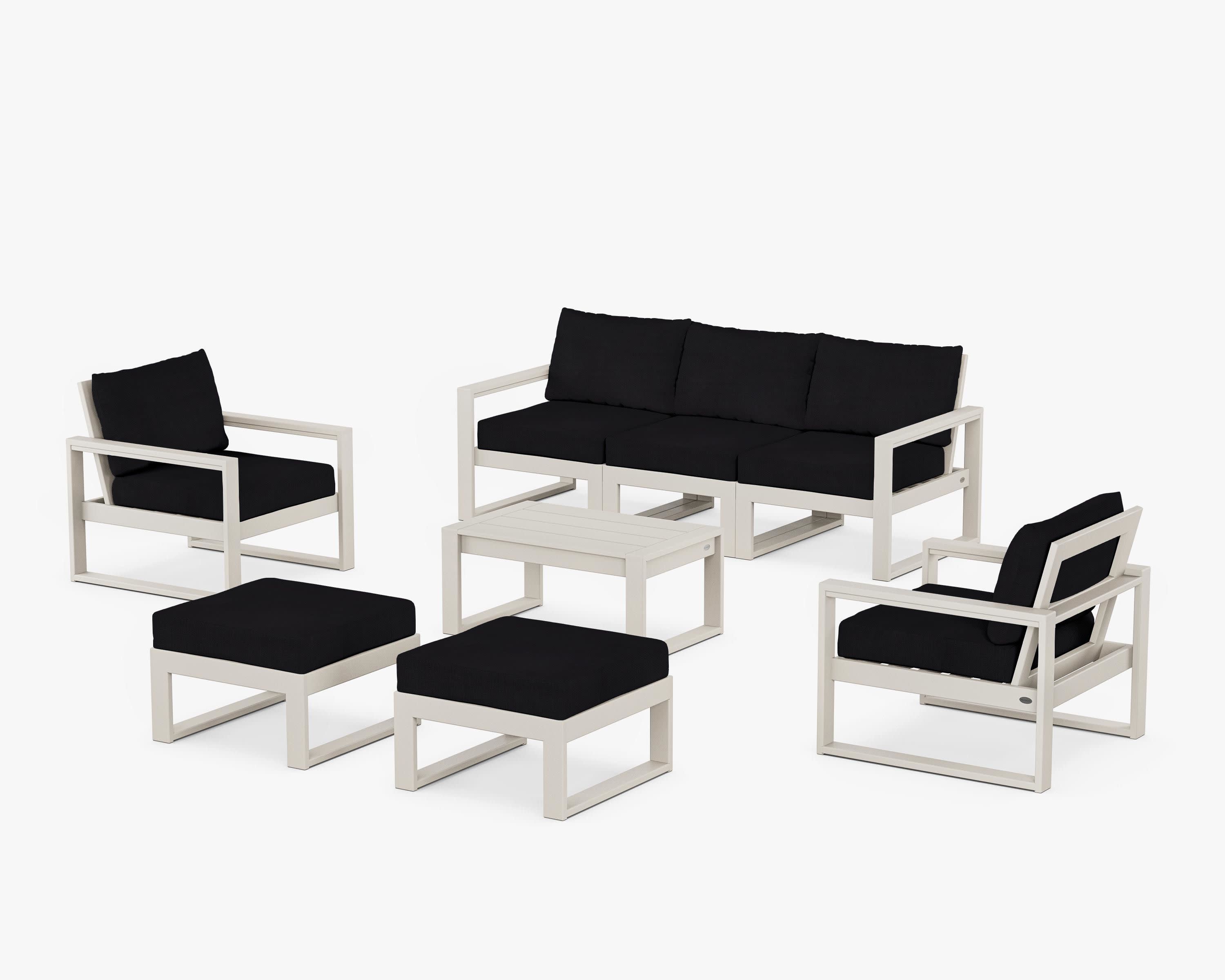 EDGE Sectional 8-Piece Lounge Sofa Set in Sand / Midnight Linen
