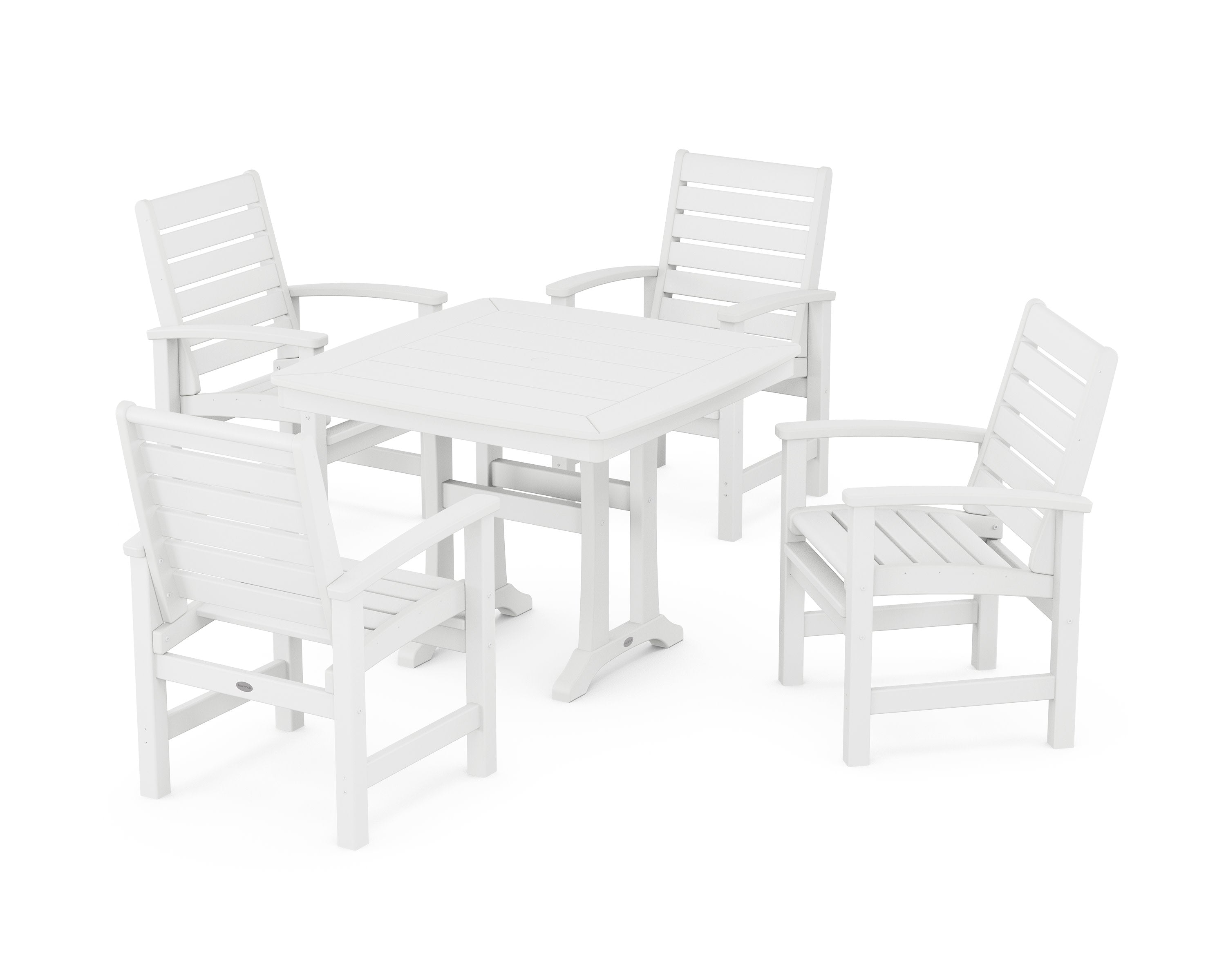 Signature 5-Piece Dining Set with Trestle Legs in White
