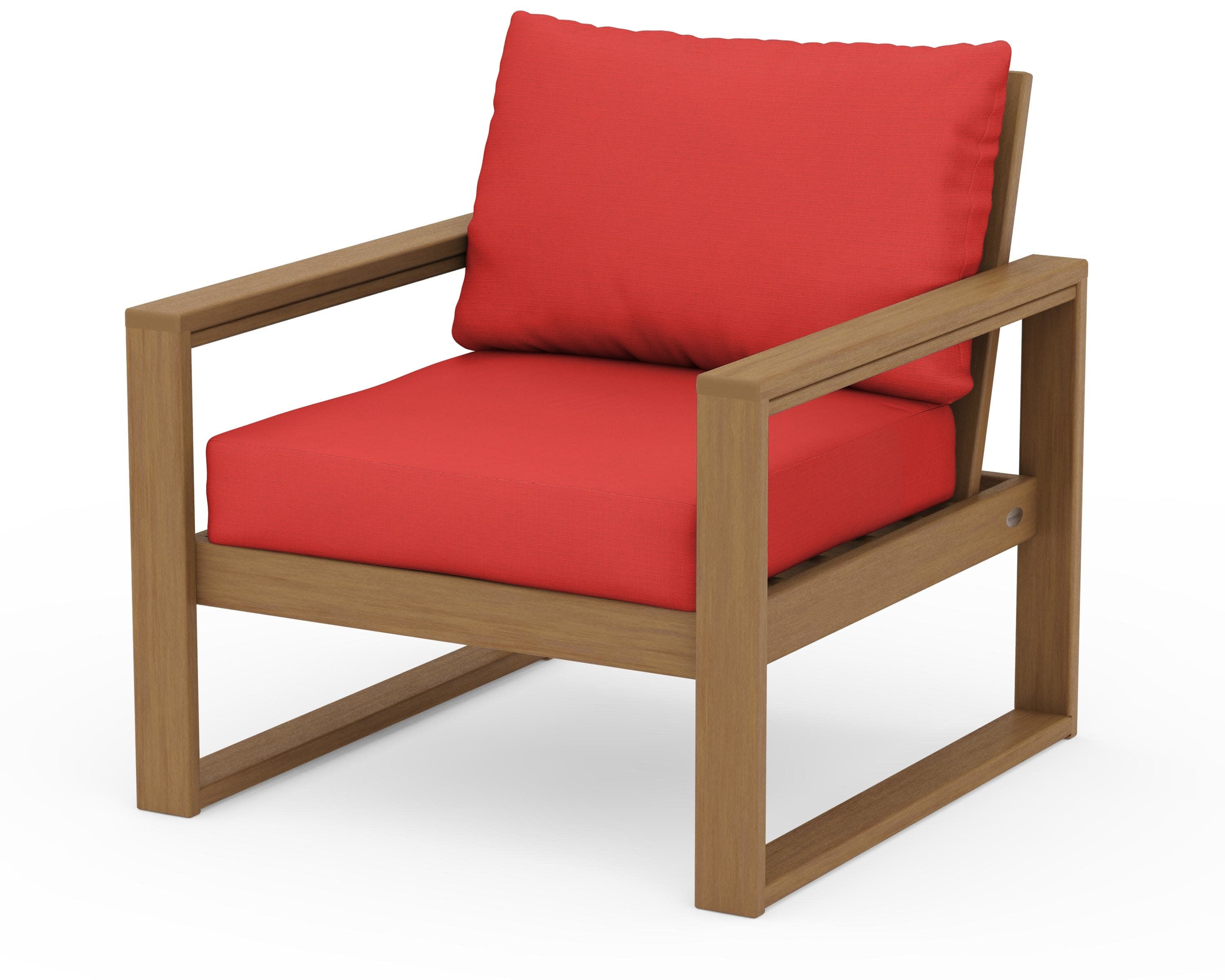 EDGE Club Chair in Natural / Crimson Linen