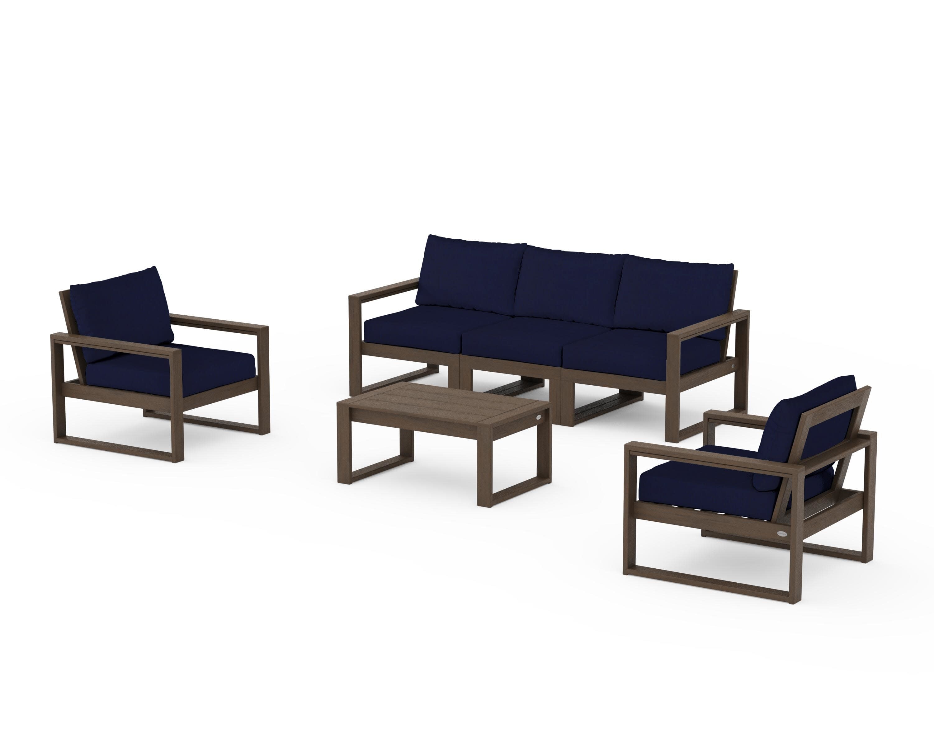 EDGE Sectional 4-Piece Deep Seating Set with Sofa in Kona / Navy