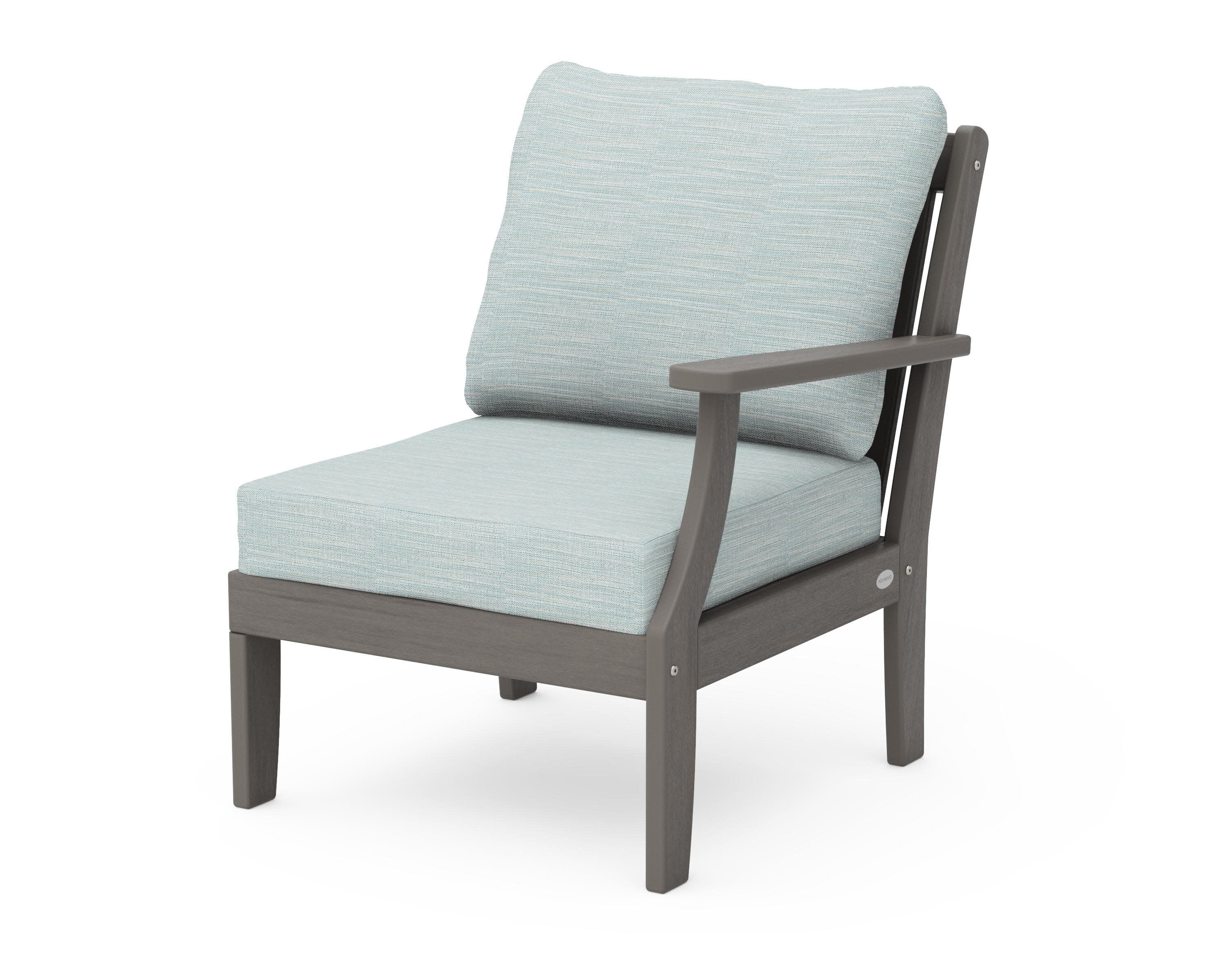 Braxton Modular Right Arm Chair in Driftwood / Soothe Mist