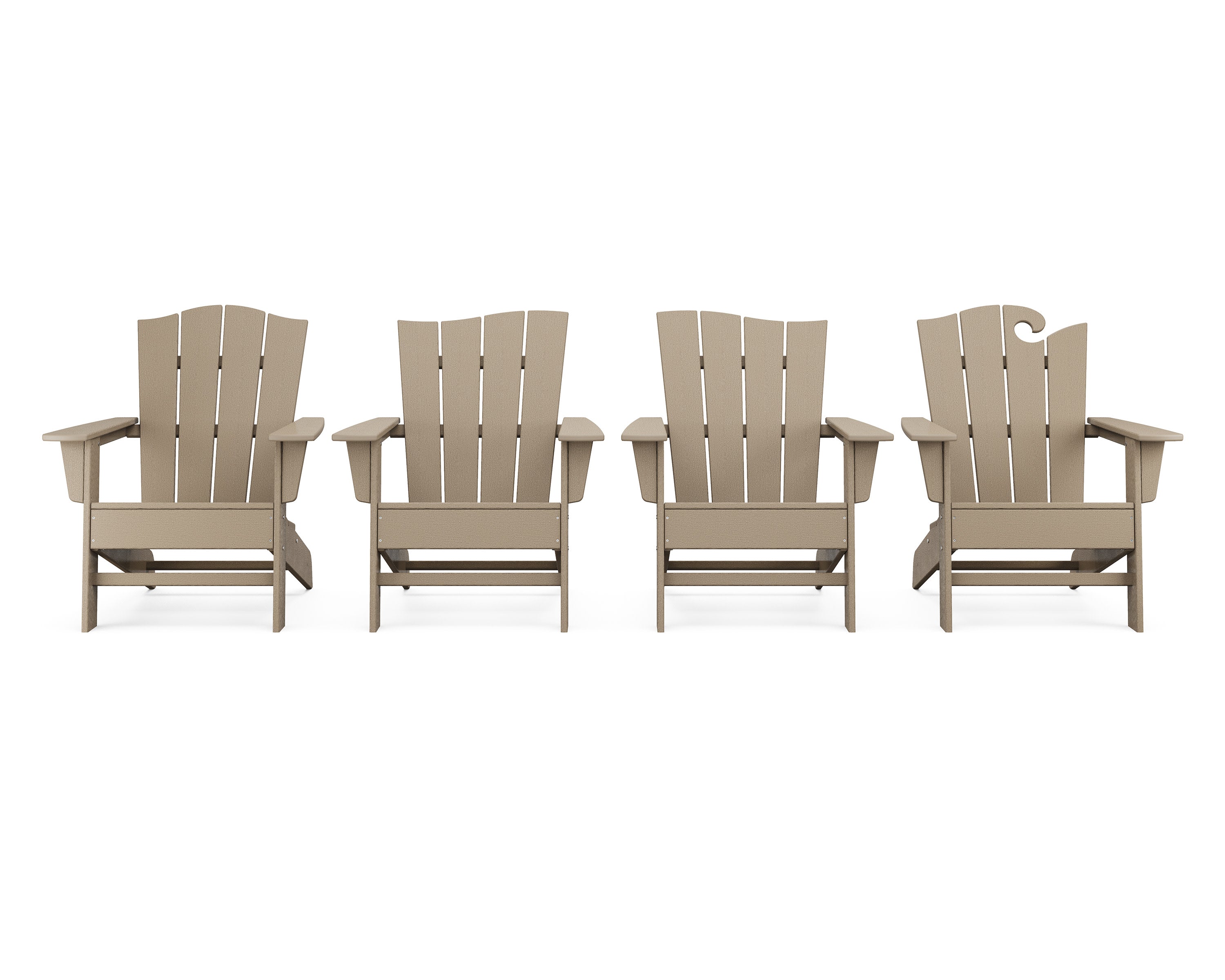 Wave Collection 4-Piece Adirondack Chair Set in Vintage Sahara