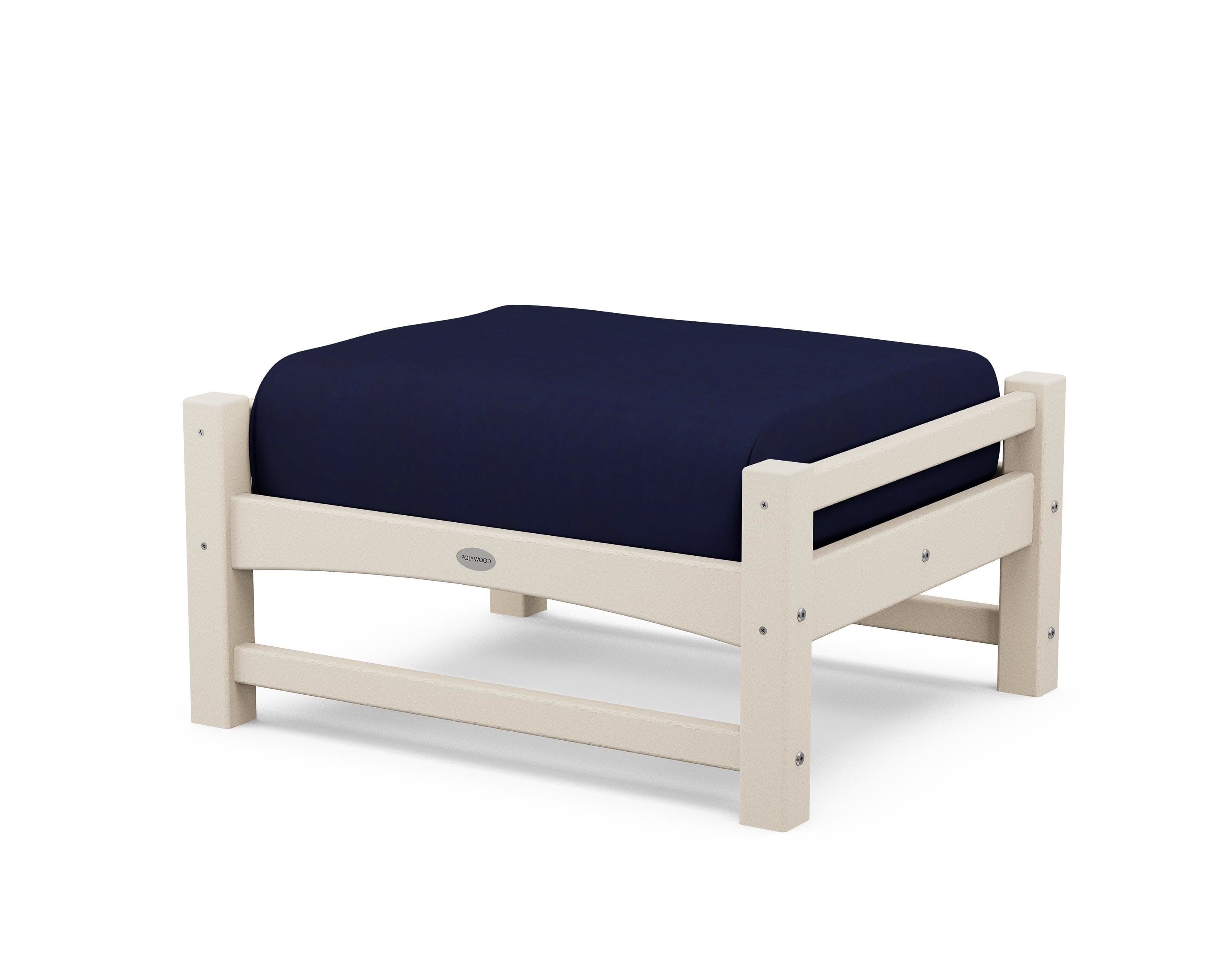 Club Ottoman in Sand / Navy