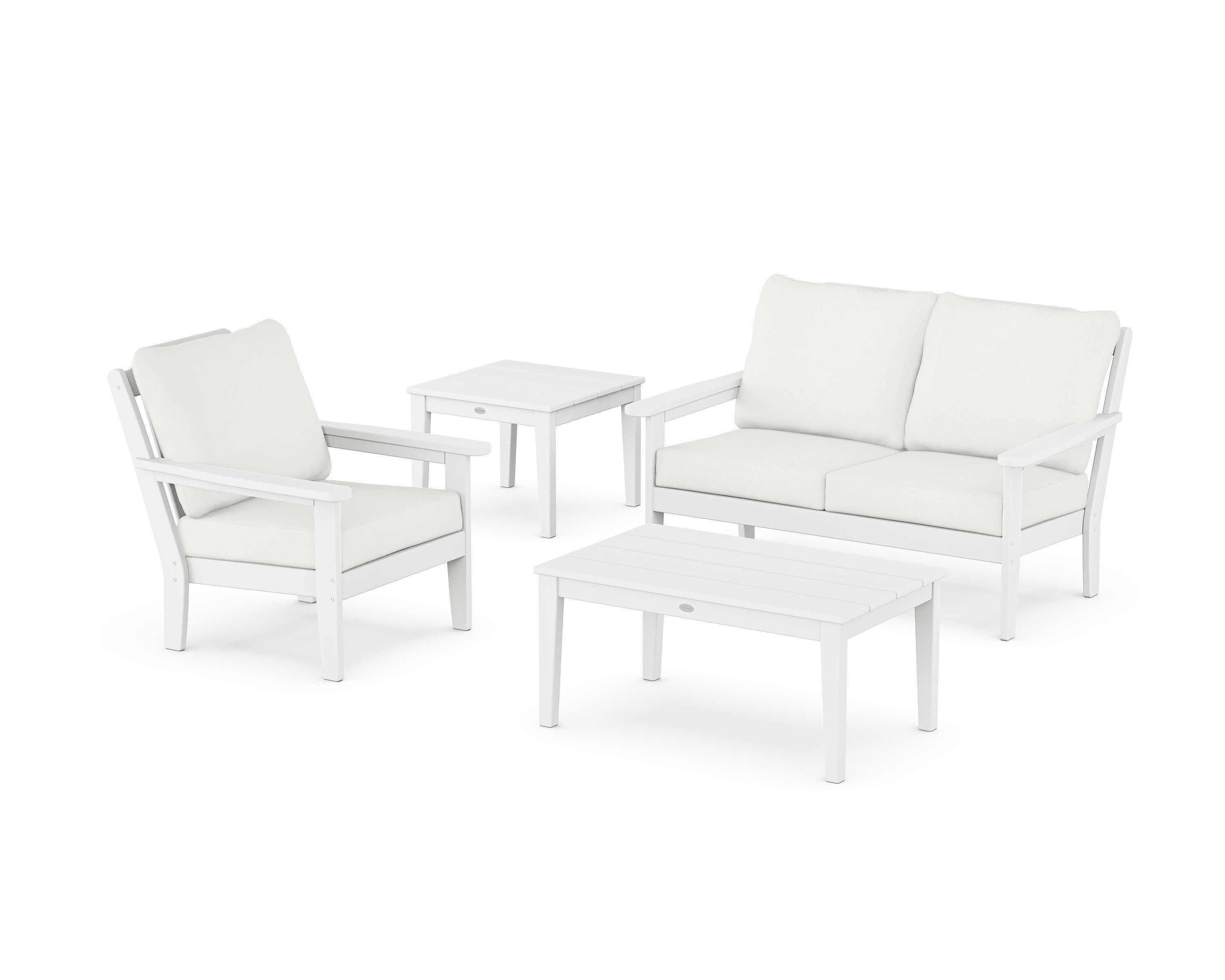 Wovendale 4-Piece Deep Seating Set in White / Natural Linen