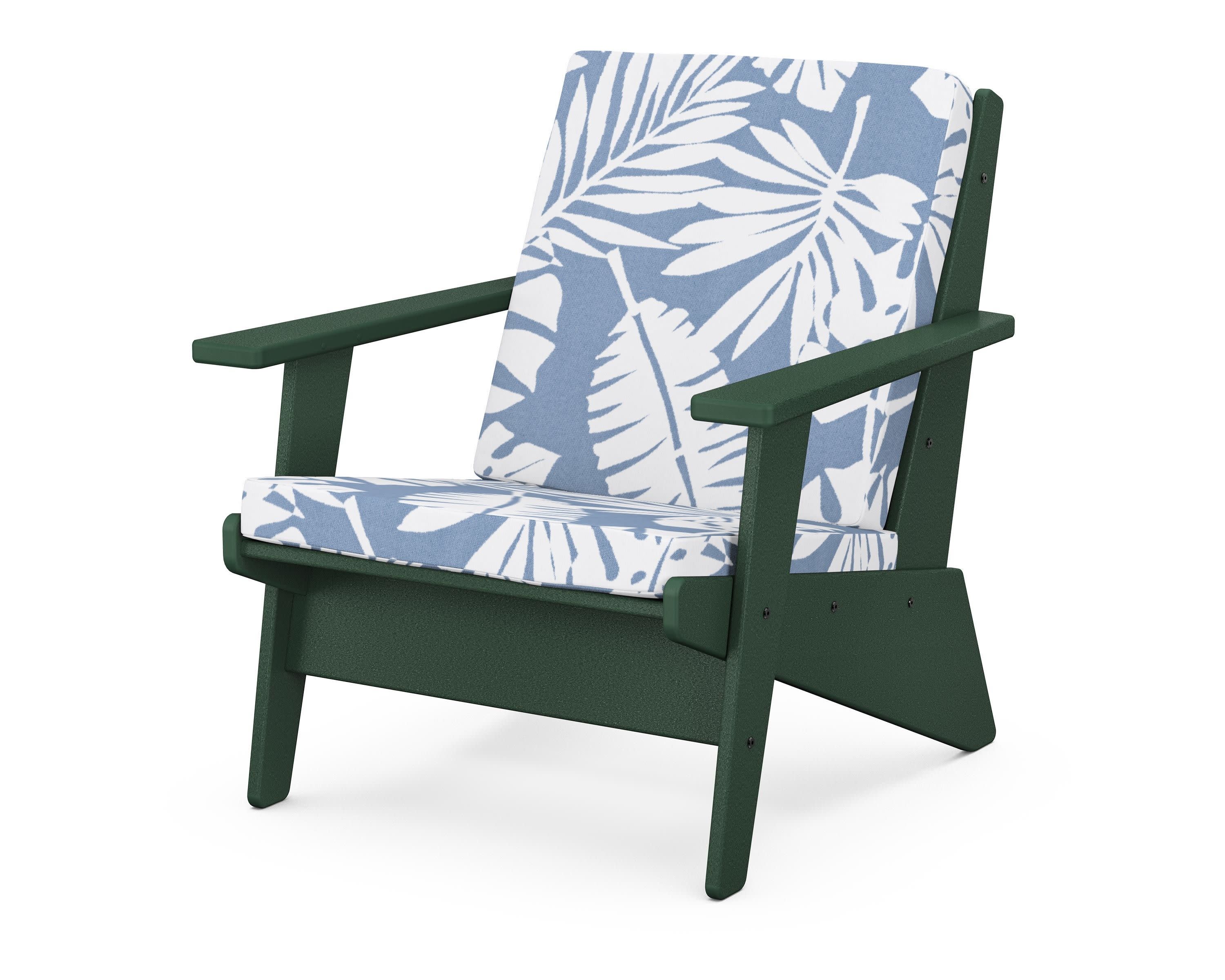 Riviera Modern Lounge Chair in Green / Leaf Sky Blue