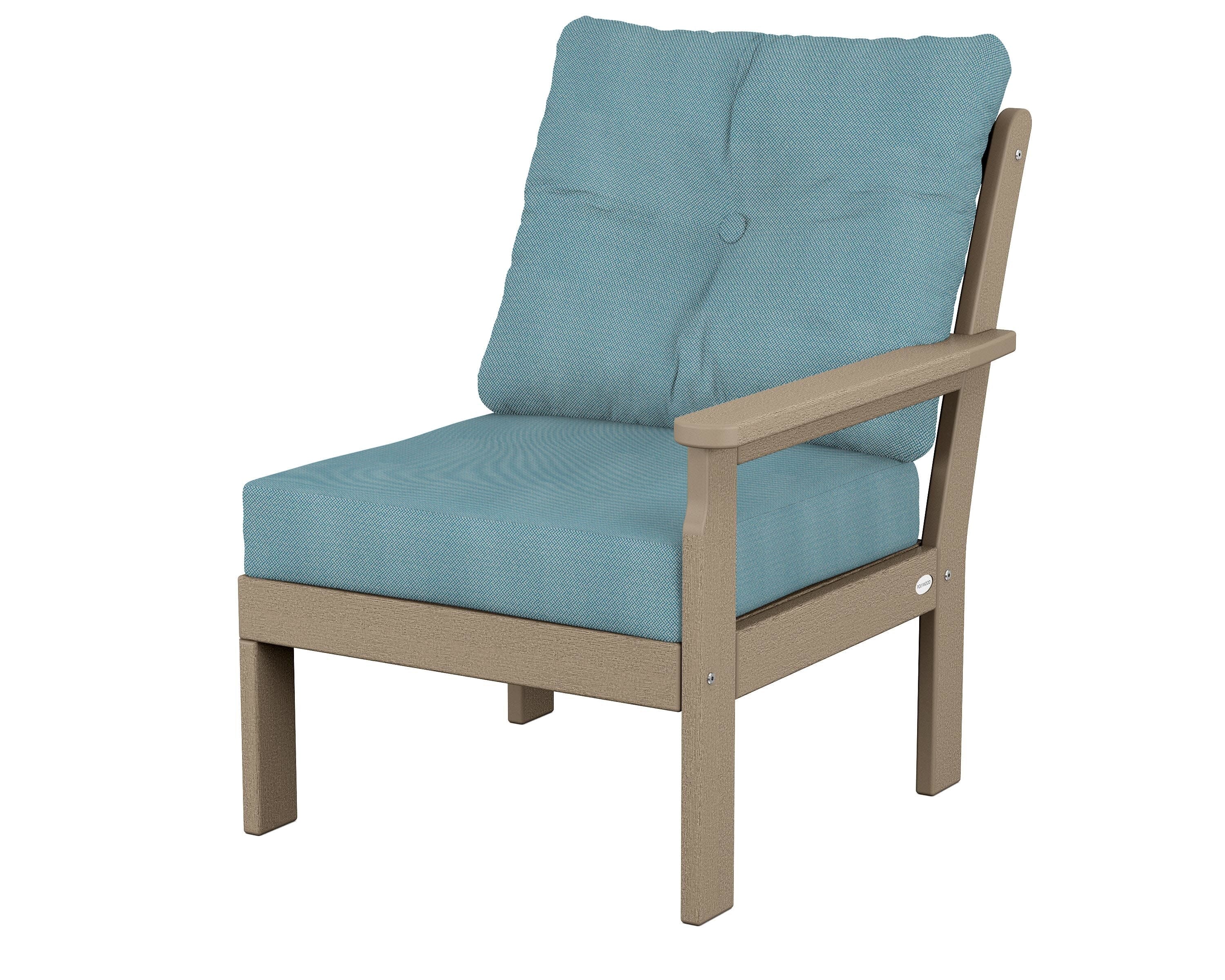 Vineyard Modular Right Arm Chair in Vintage Sahara / Lattice Sky Blue