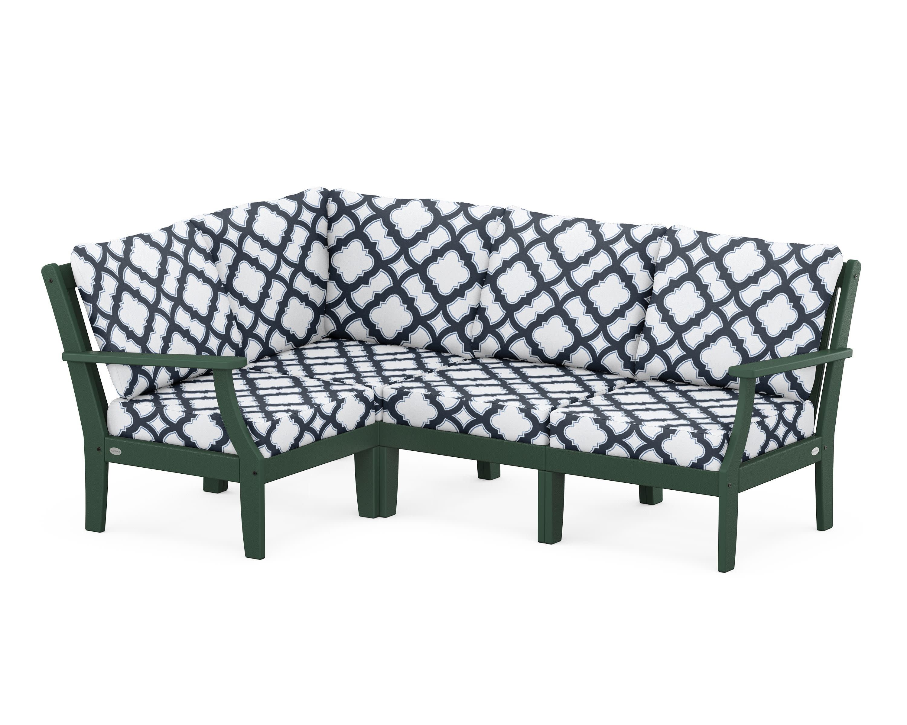 Braxton Modular 4-Piece Deep Seating Set in Green / Trellis Marine Indigo