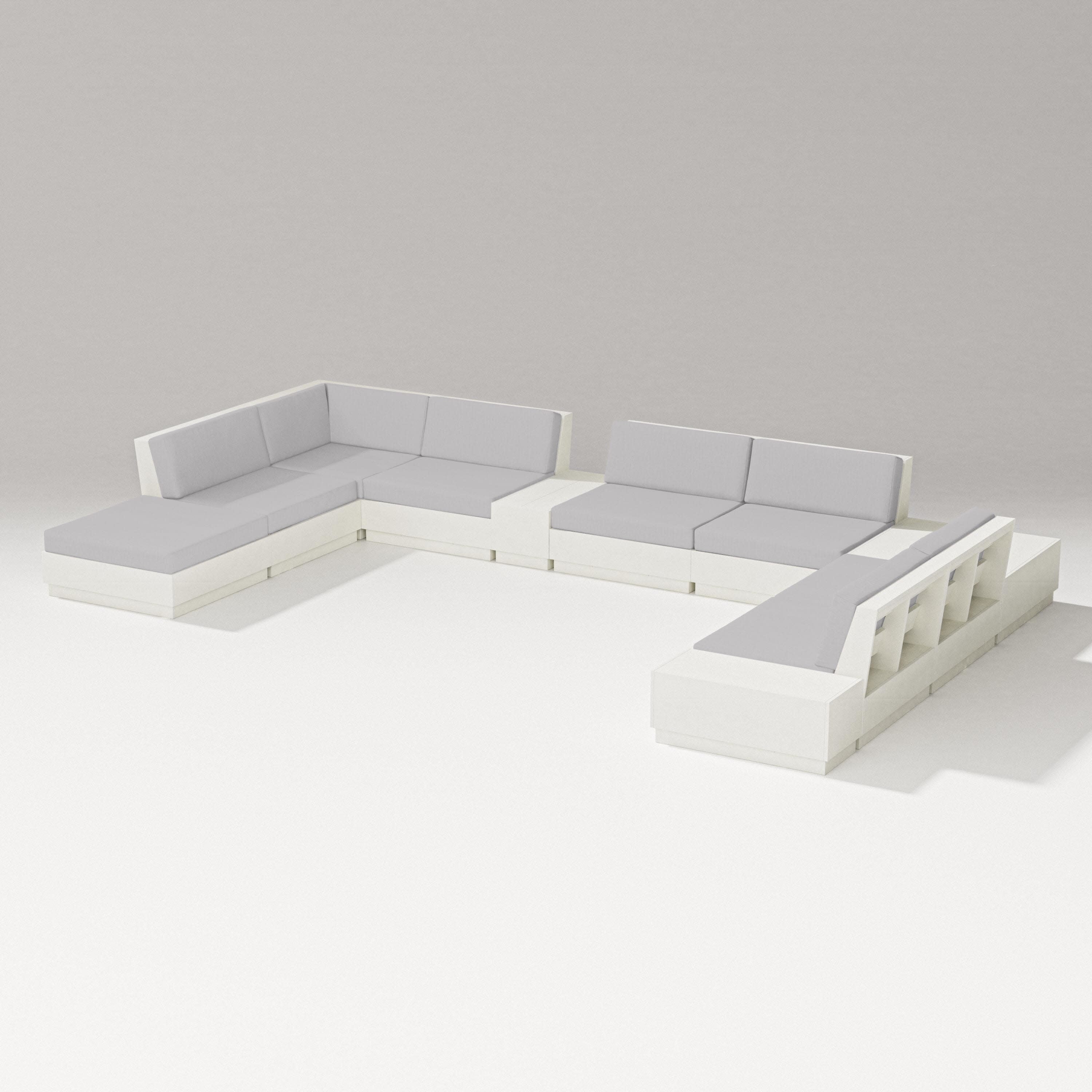 Elevate 11-Piece Conversation Sectional Set in Vintage White / Granite