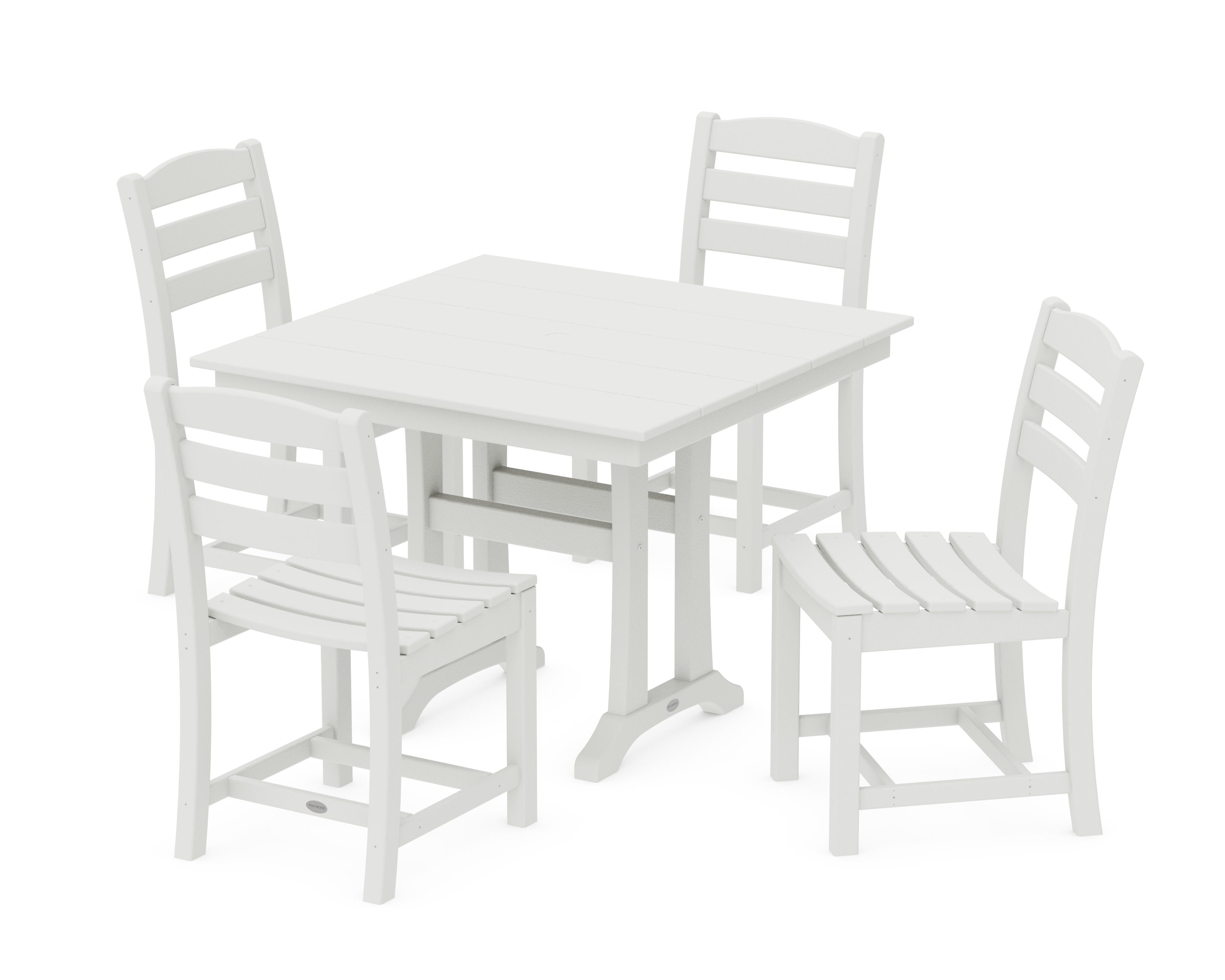 La Casa Caf 5-Piece Farmhouse Trestle Side Chair Dining Set in Vintage White