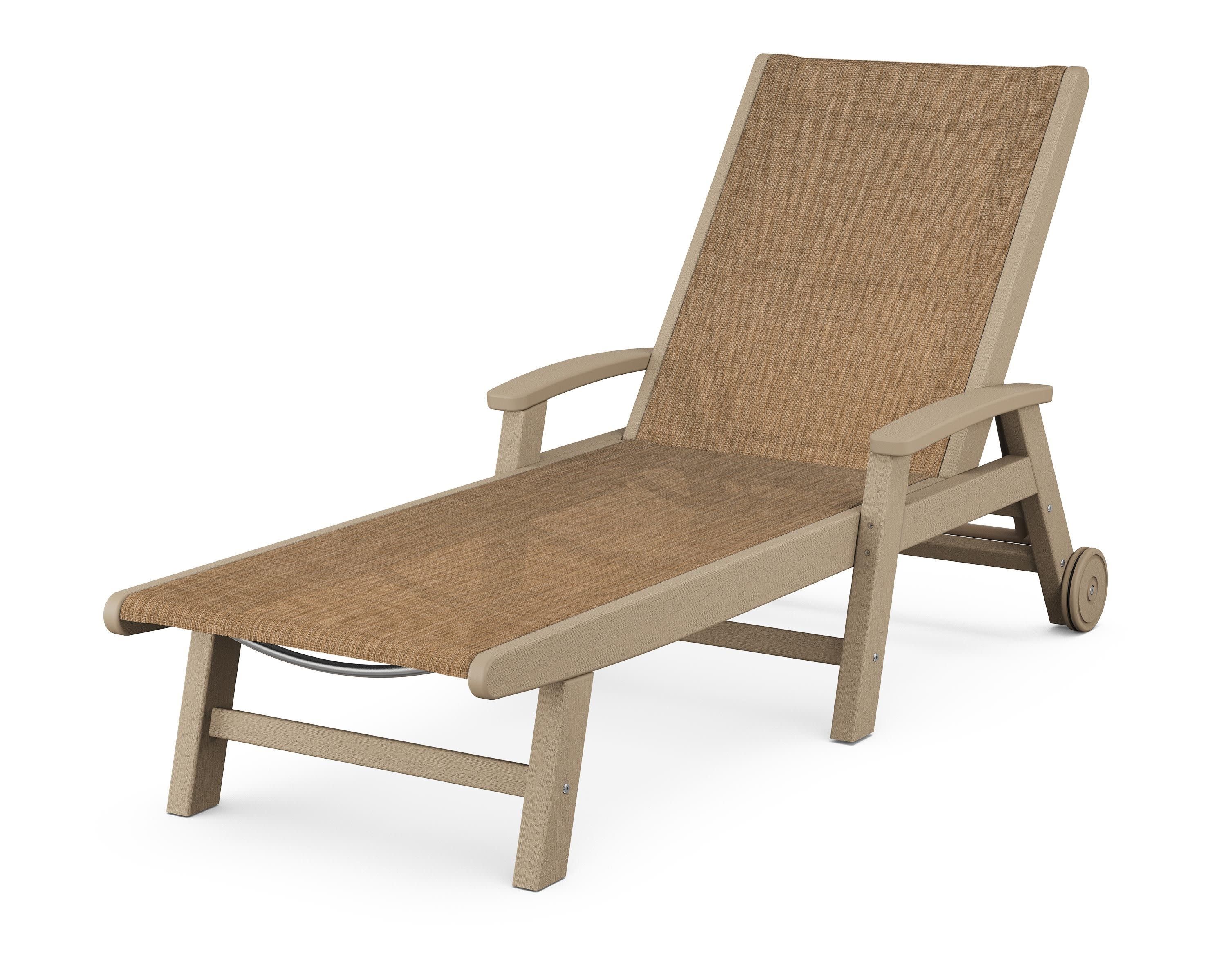 Coastal Chaise with Wheels in Vintage Sahara / Burlap Sling