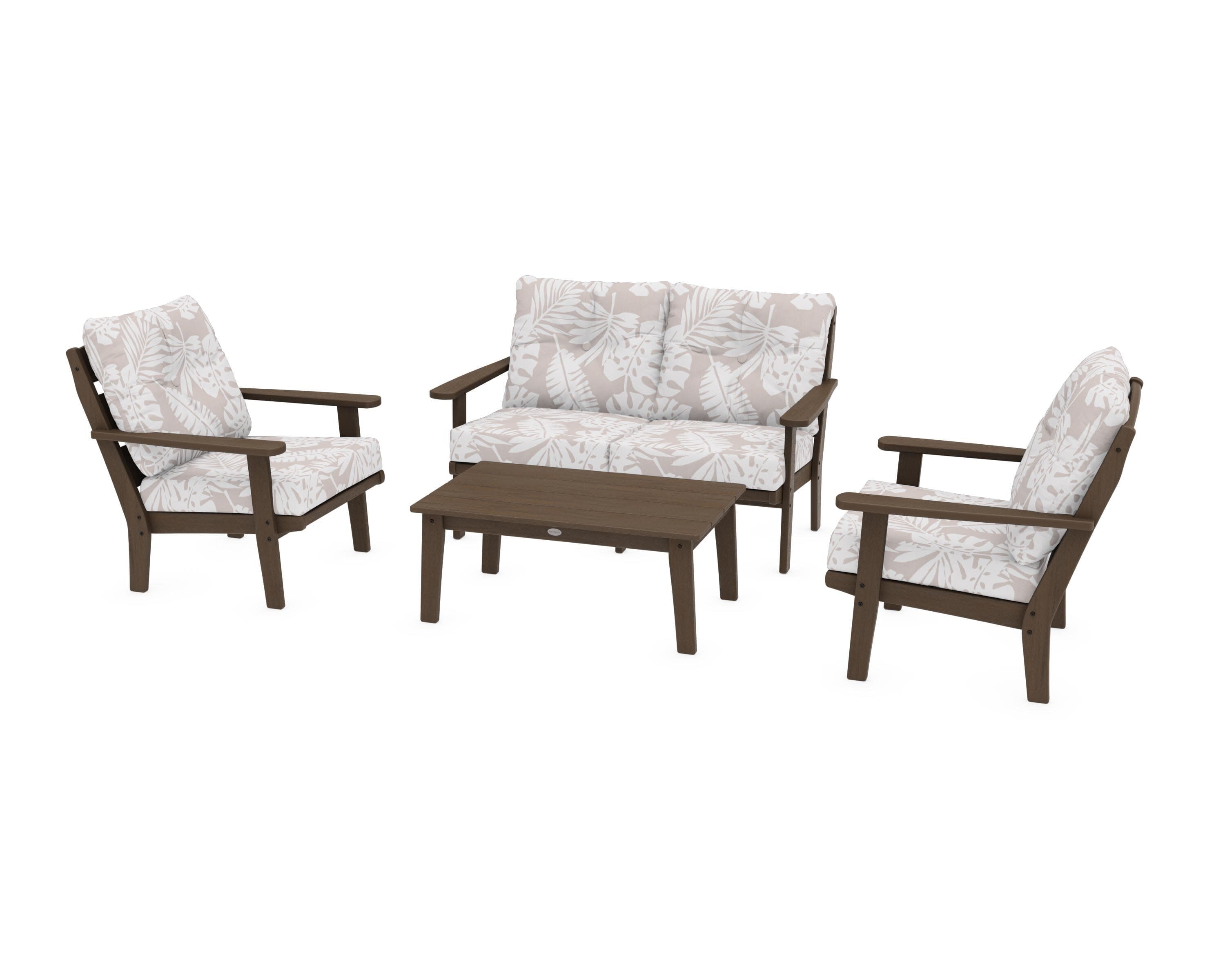 Lakeside 4-Piece Deep Seating Set in Kona / Leaf Dune Burlap