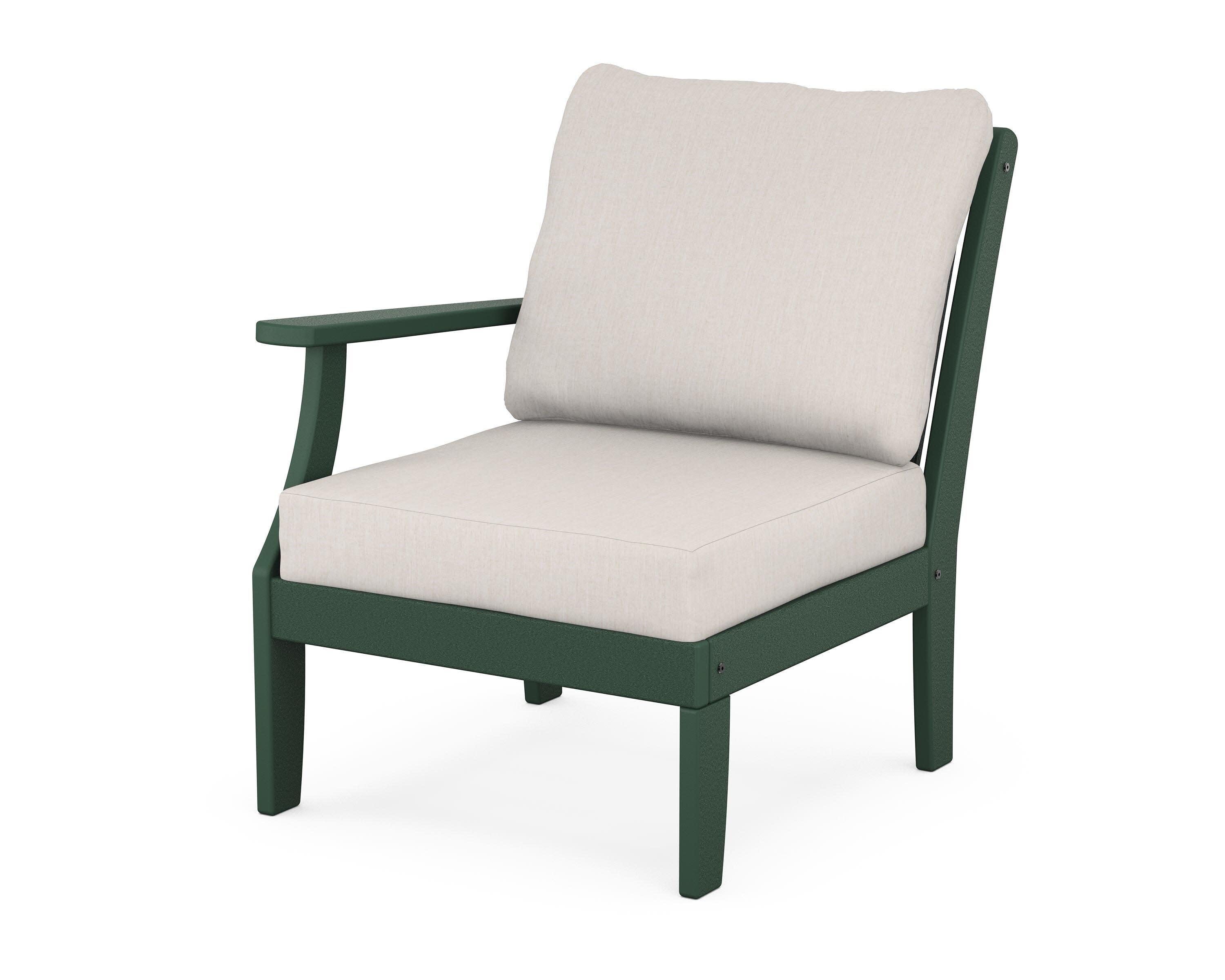 Braxton Modular Left Arm Chair in Green / Cast Ash