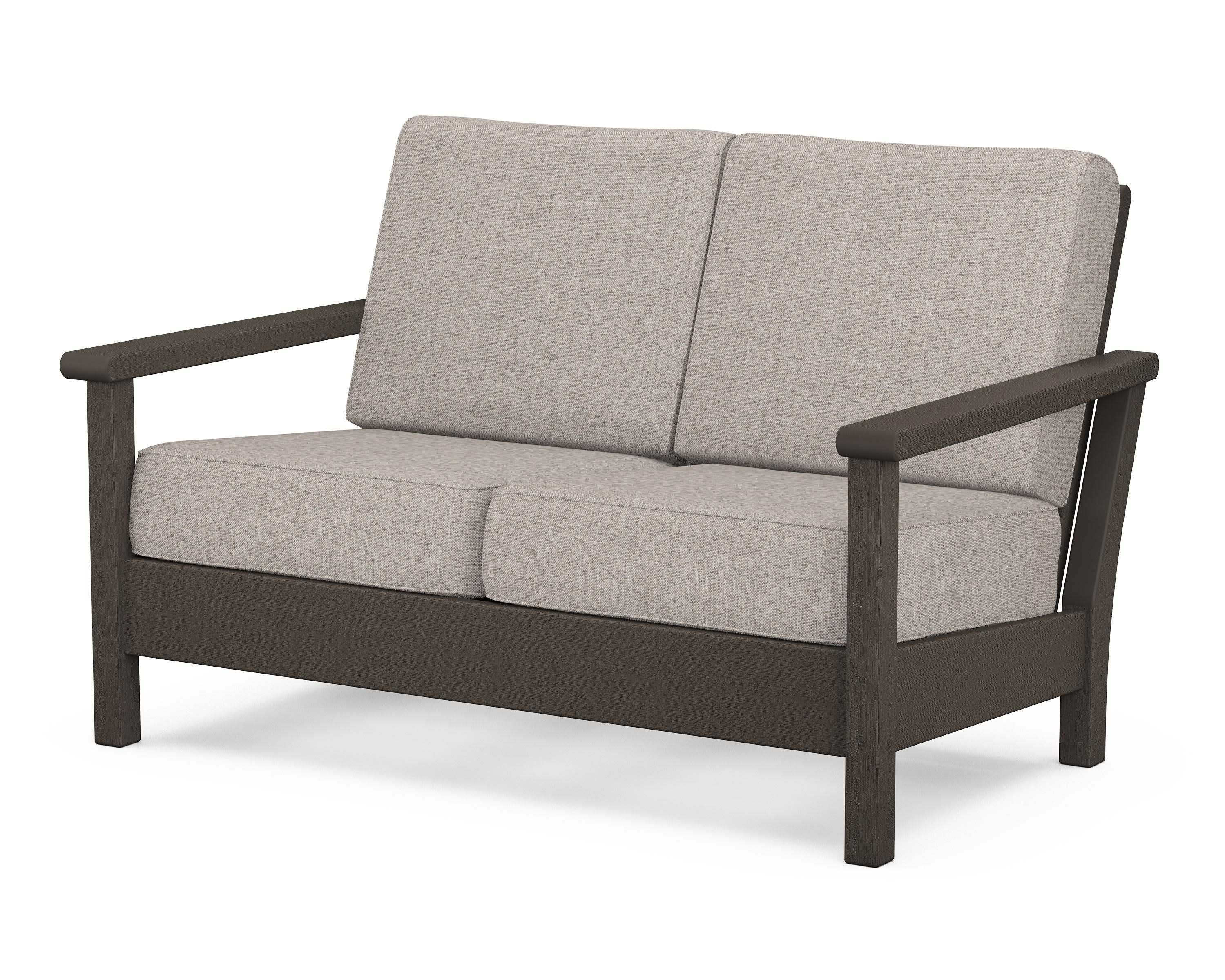 Harbour Deep Seating Loveseat in Vintage Coffee / Weathered Tweed
