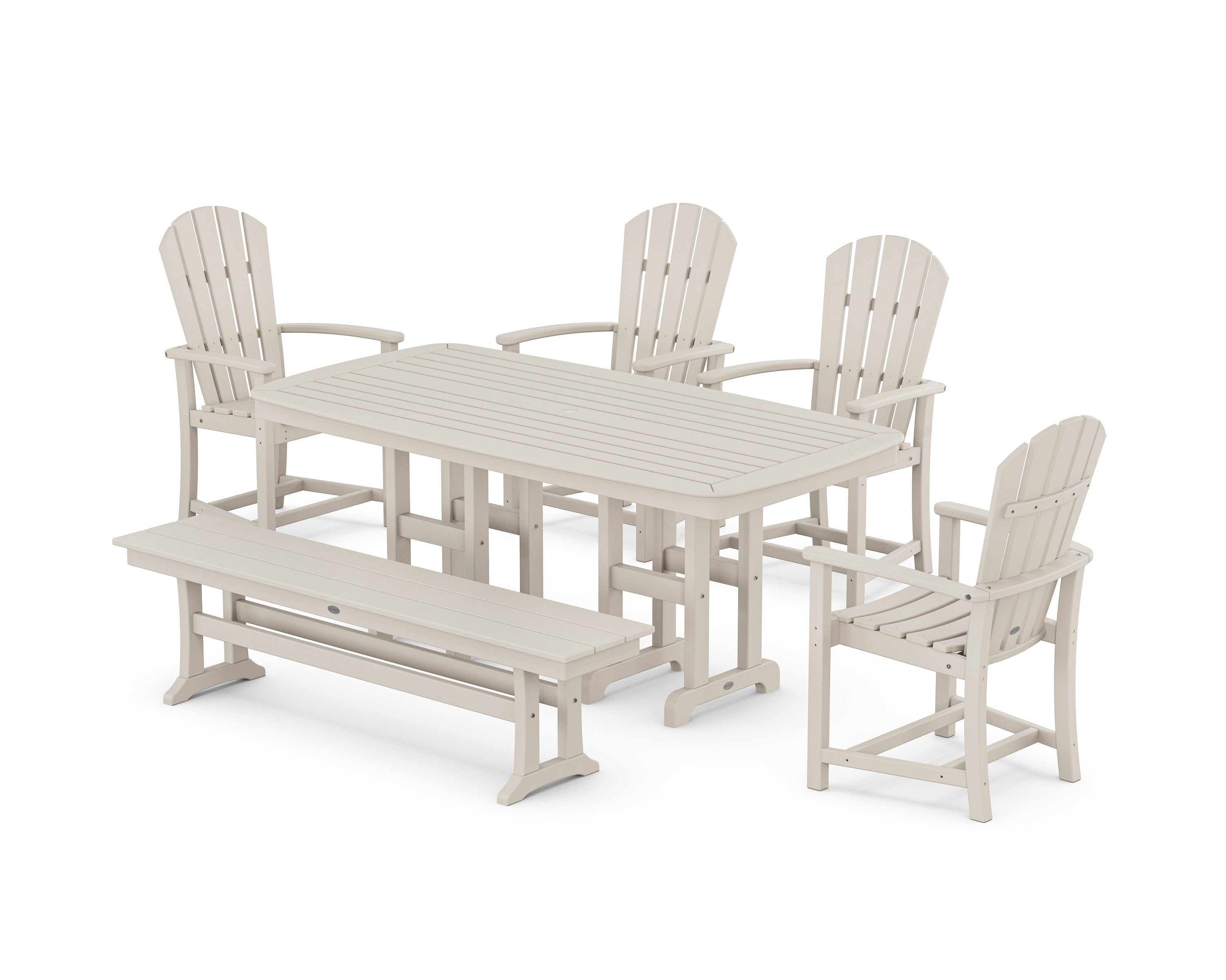 Palm Coast 6-Piece Dining Set with Bench in Sand