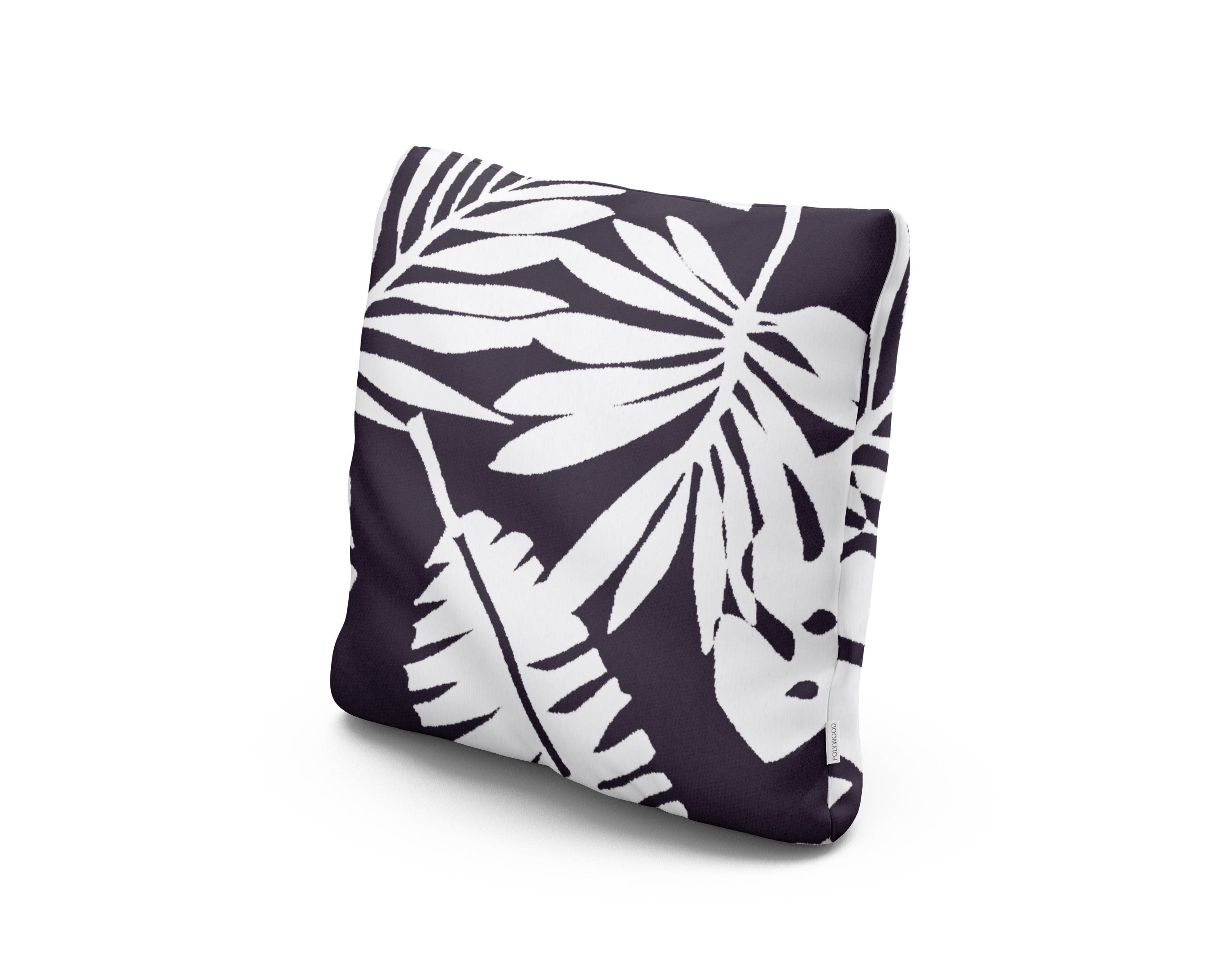18" Outdoor Throw Pillow in Leaf Navy
