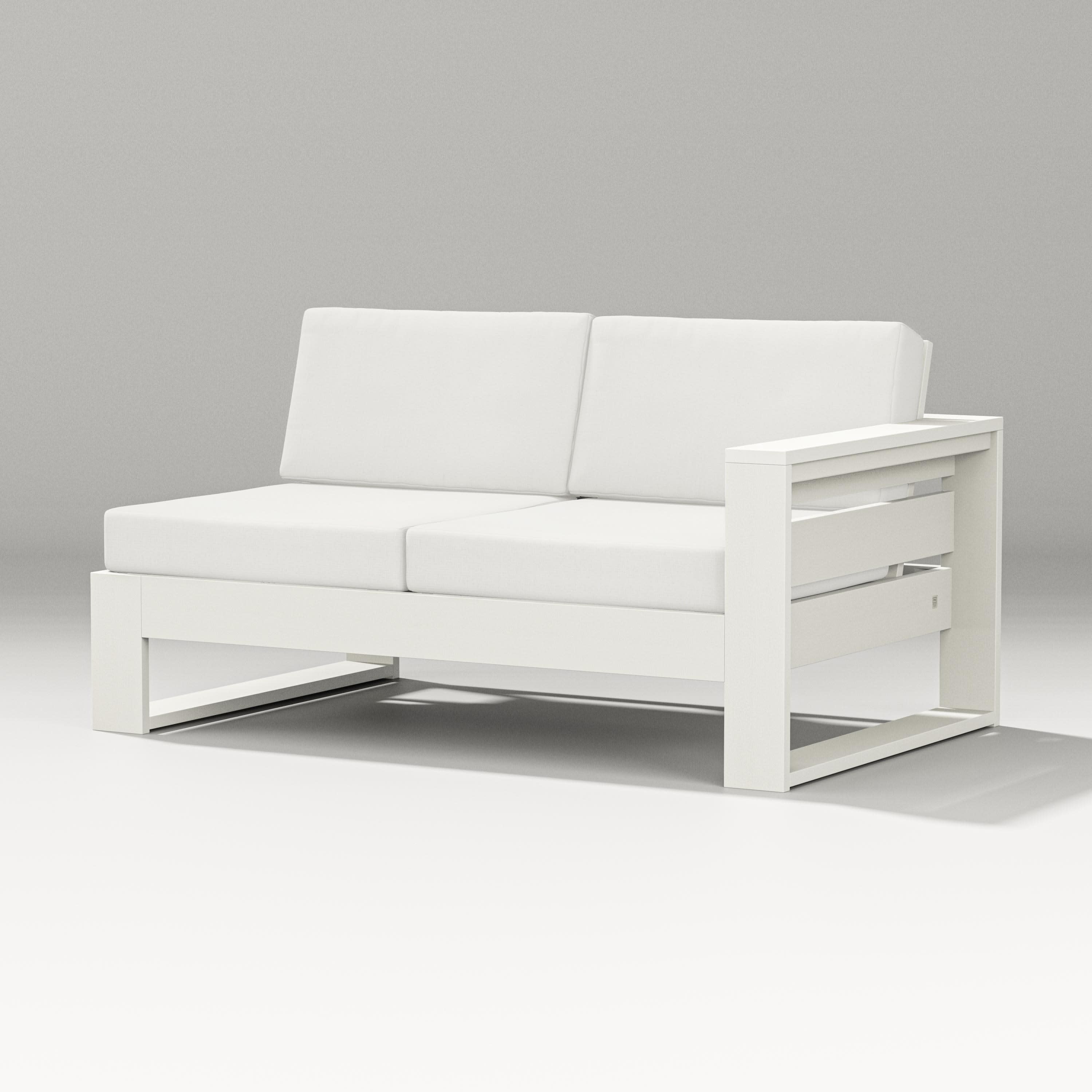 Latitude Modular Right Arm Loveseat in Vintage White / Natural Linen