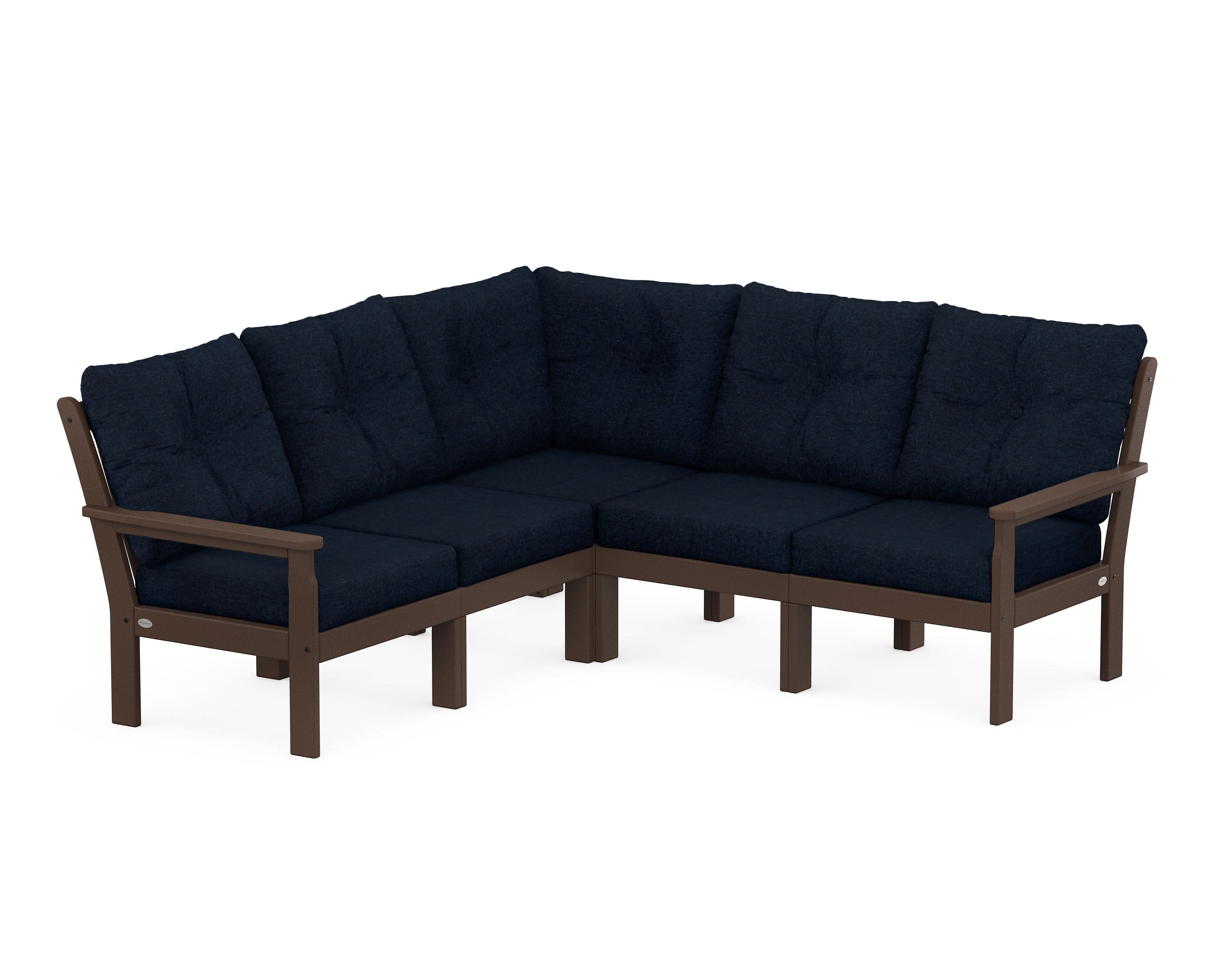 Vineyard 5-Piece Sectional in Mahogany / Marine Indigo