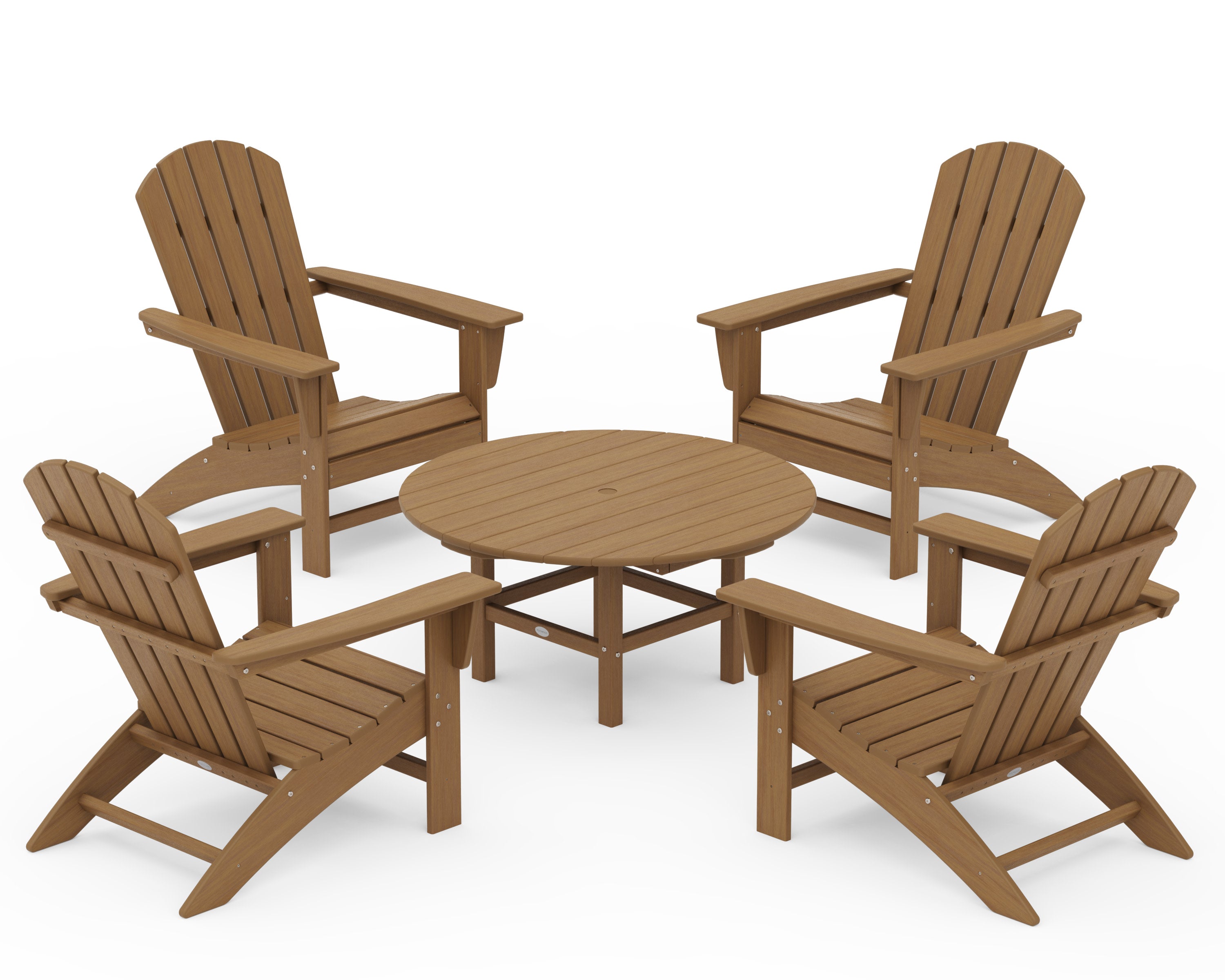 Nautical 5-Piece Adirondack Chair Conversation Set in Natural