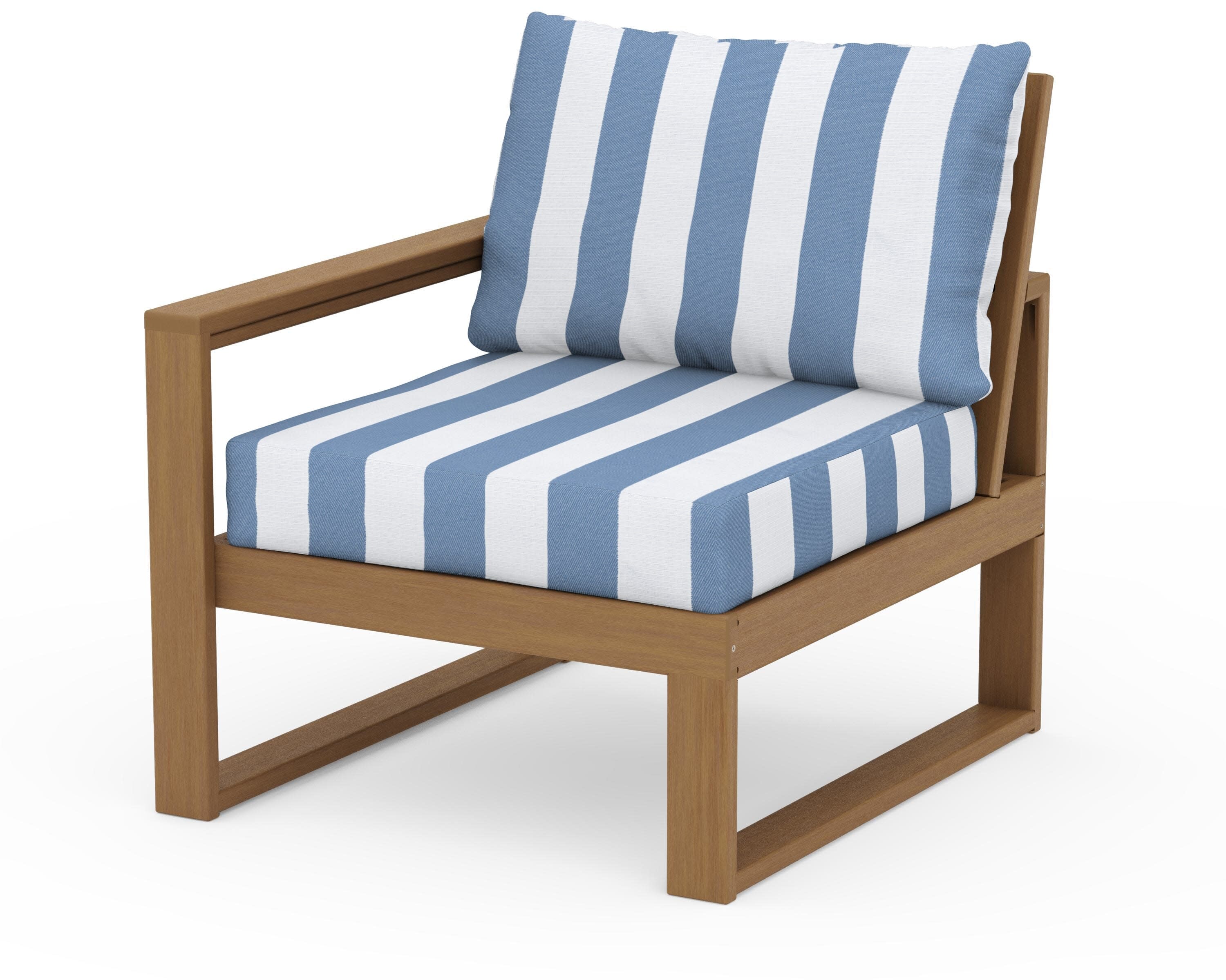 EDGE Modular Left Arm Chair in Natural / Cabana Stripe Sky Blue