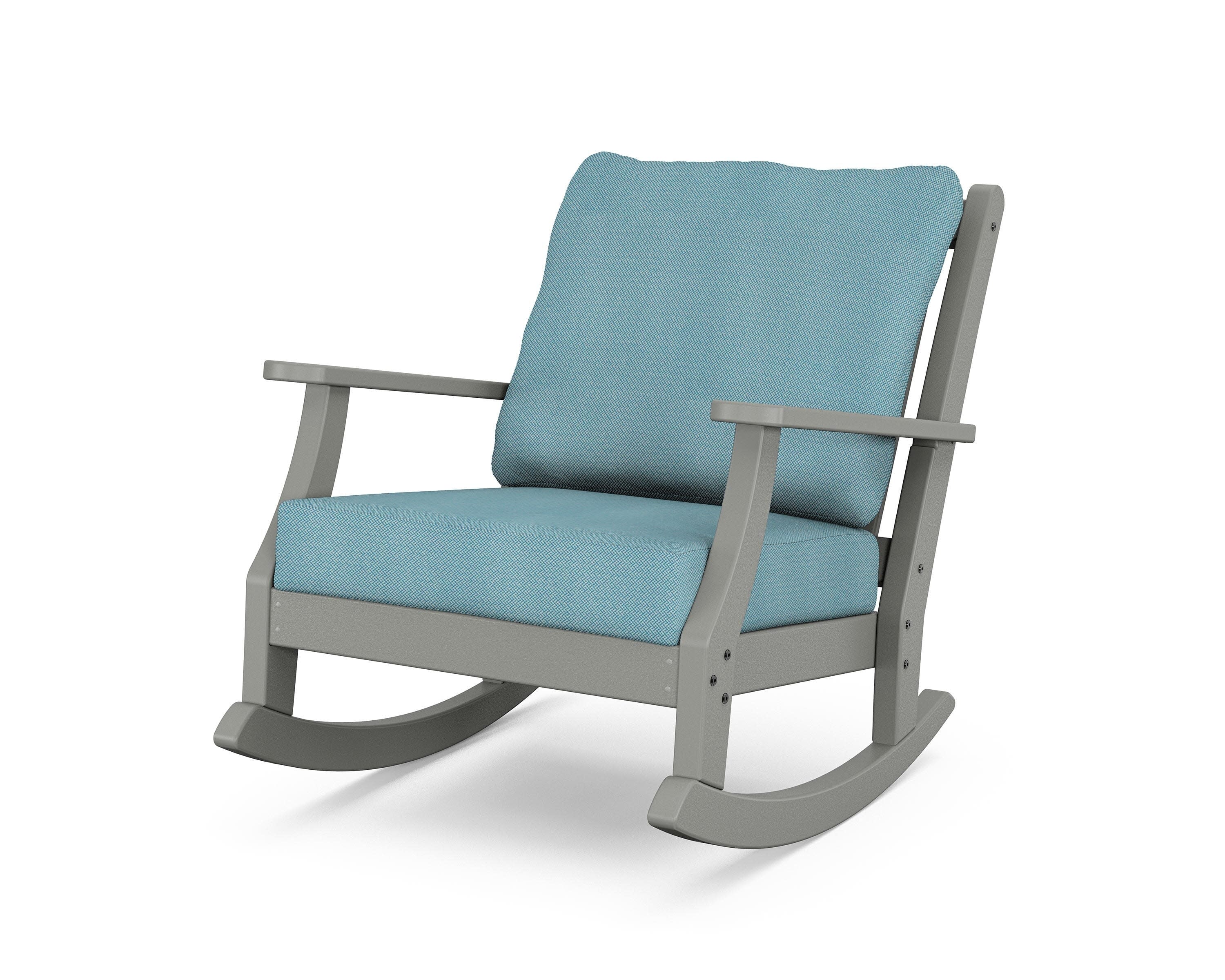 Wovendale Deep Seating Rocking Chair in Slate Grey / Lattice Sky Blue