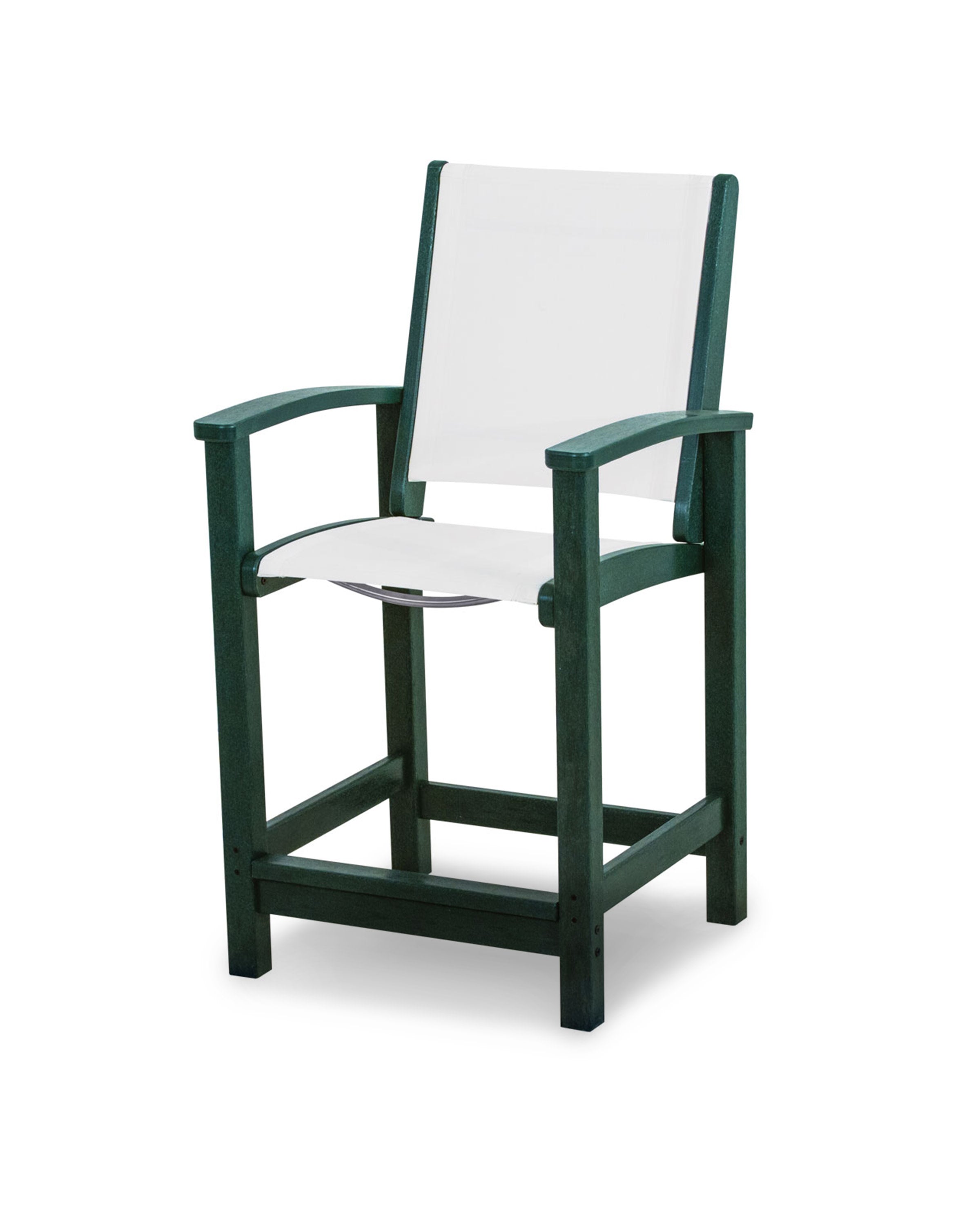 Coastal Counter Chair in Green / White Sling