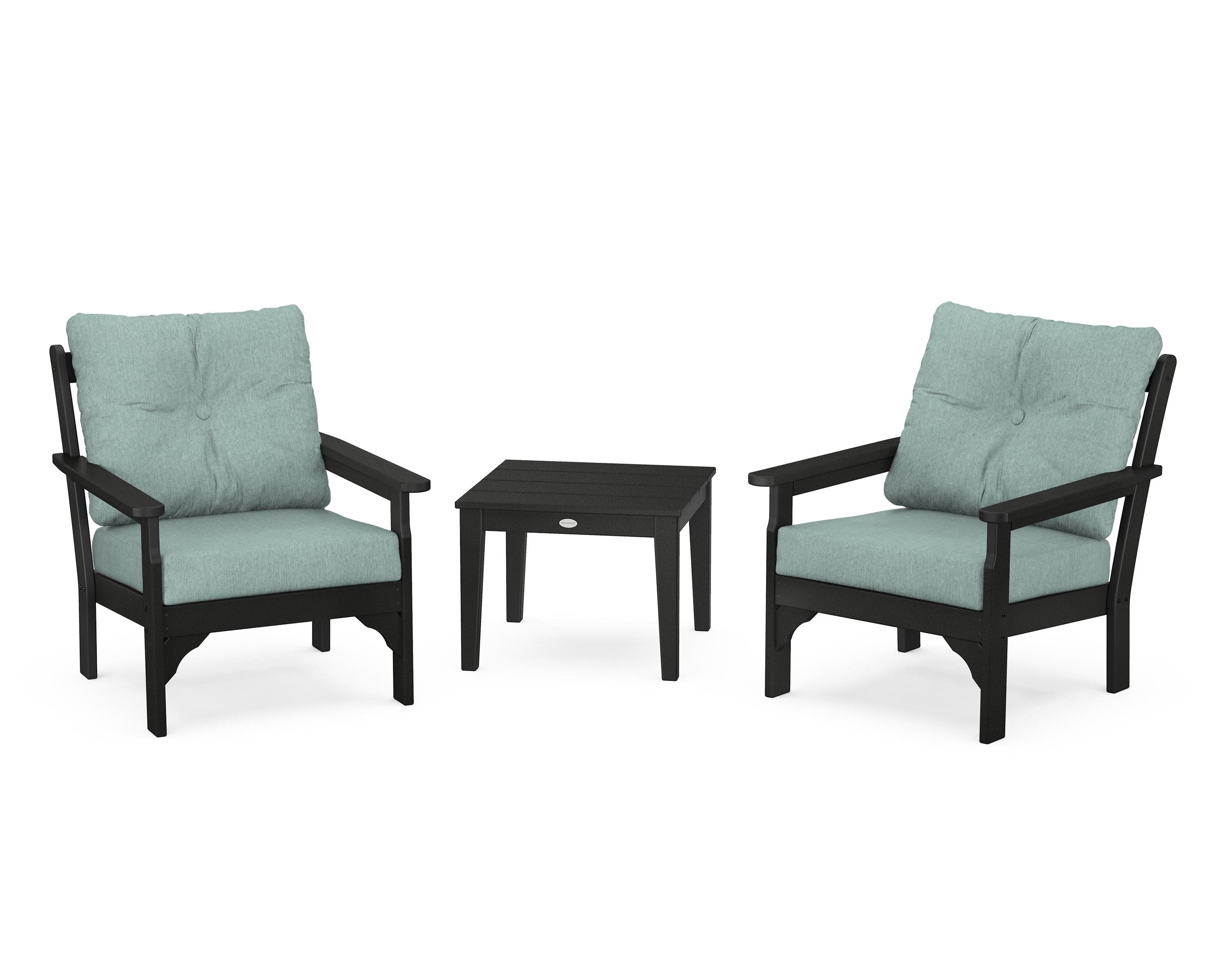 Vineyard 3-Piece Deep Seating Set in Black / Glacier Spa