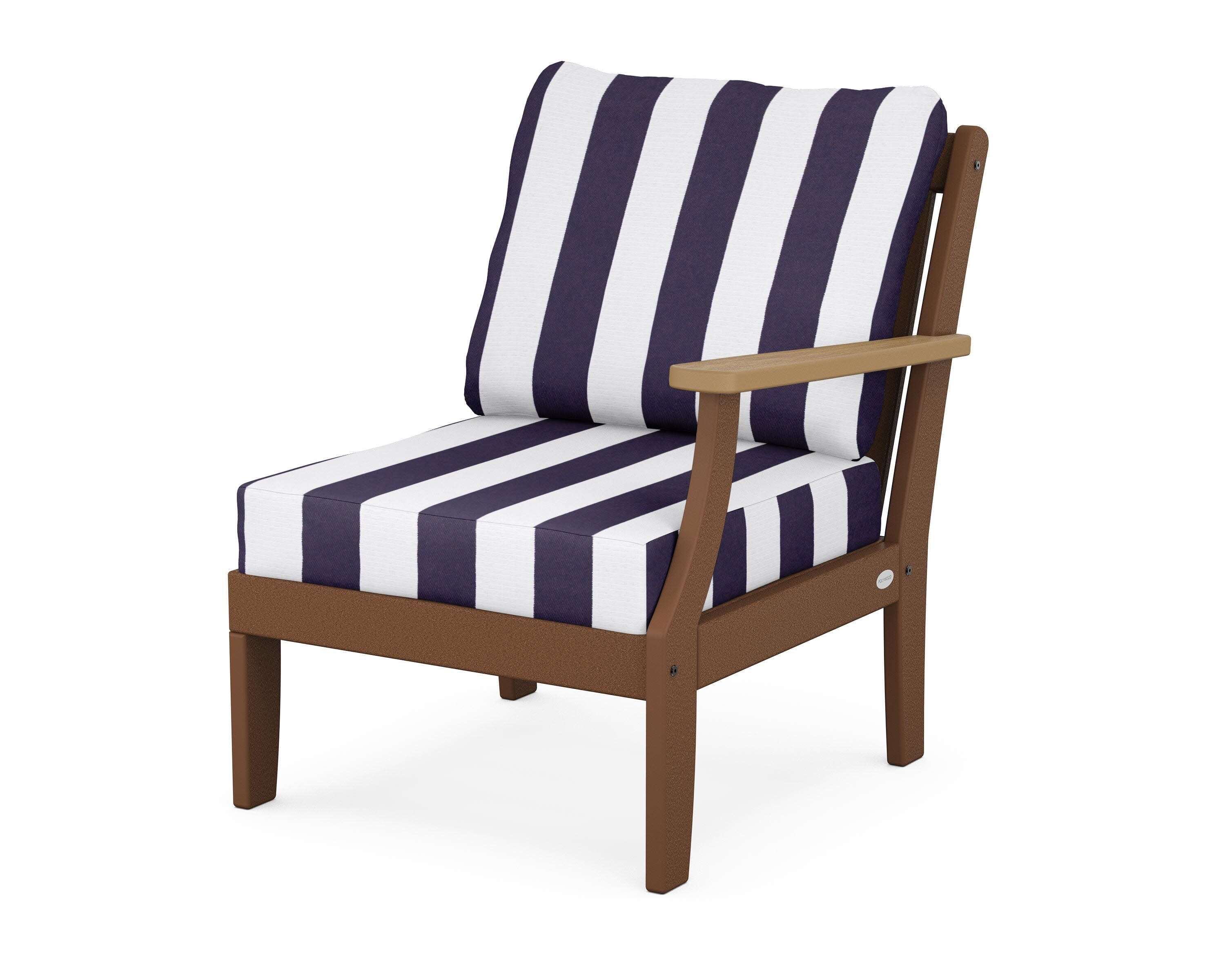 Braxton Modular Right Arm Chair in Teak / Natural / Cabana Stripe Navy