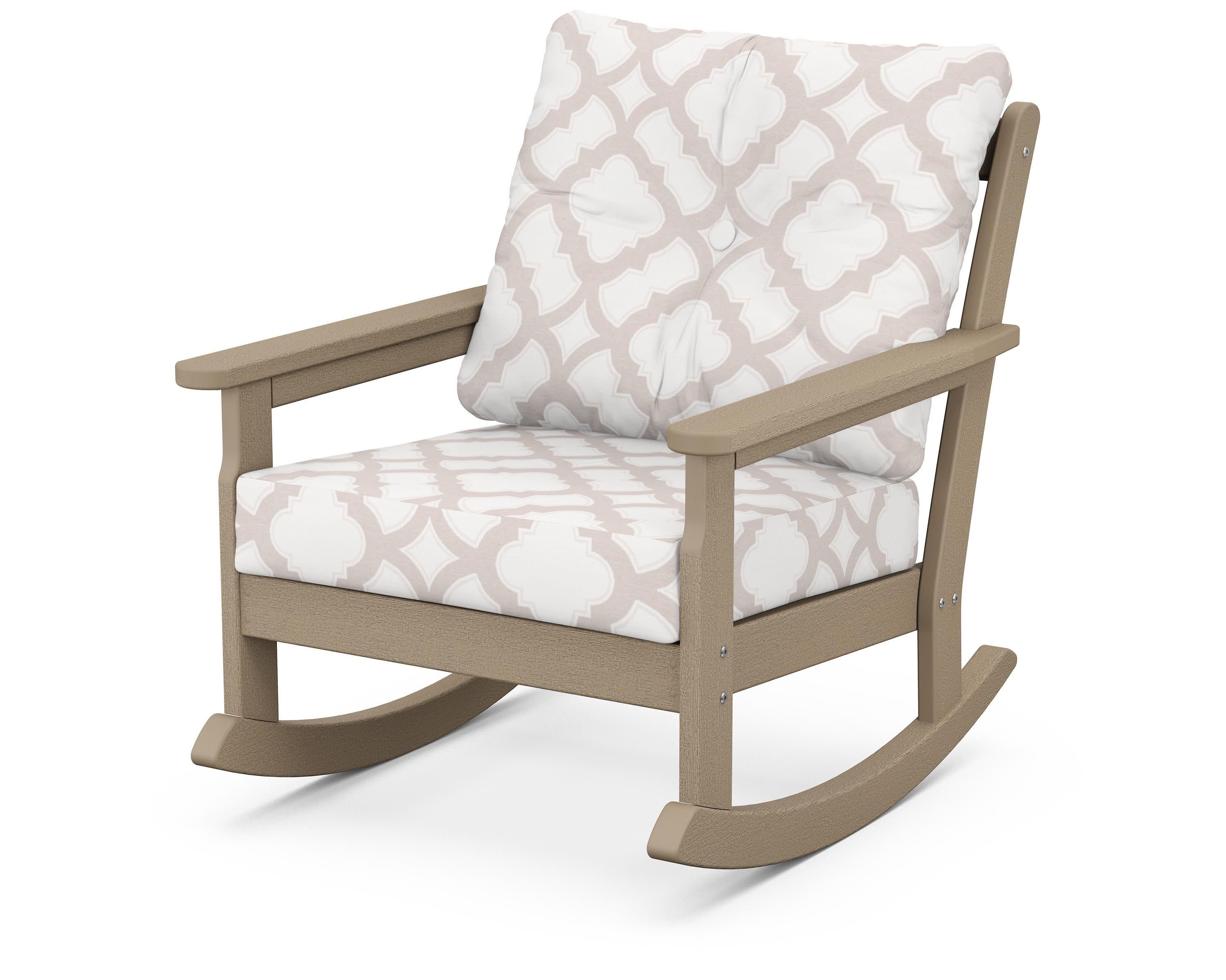 Vineyard Deep Seating Rocking Chair in Vintage Sahara / Trellis Dune Burlap