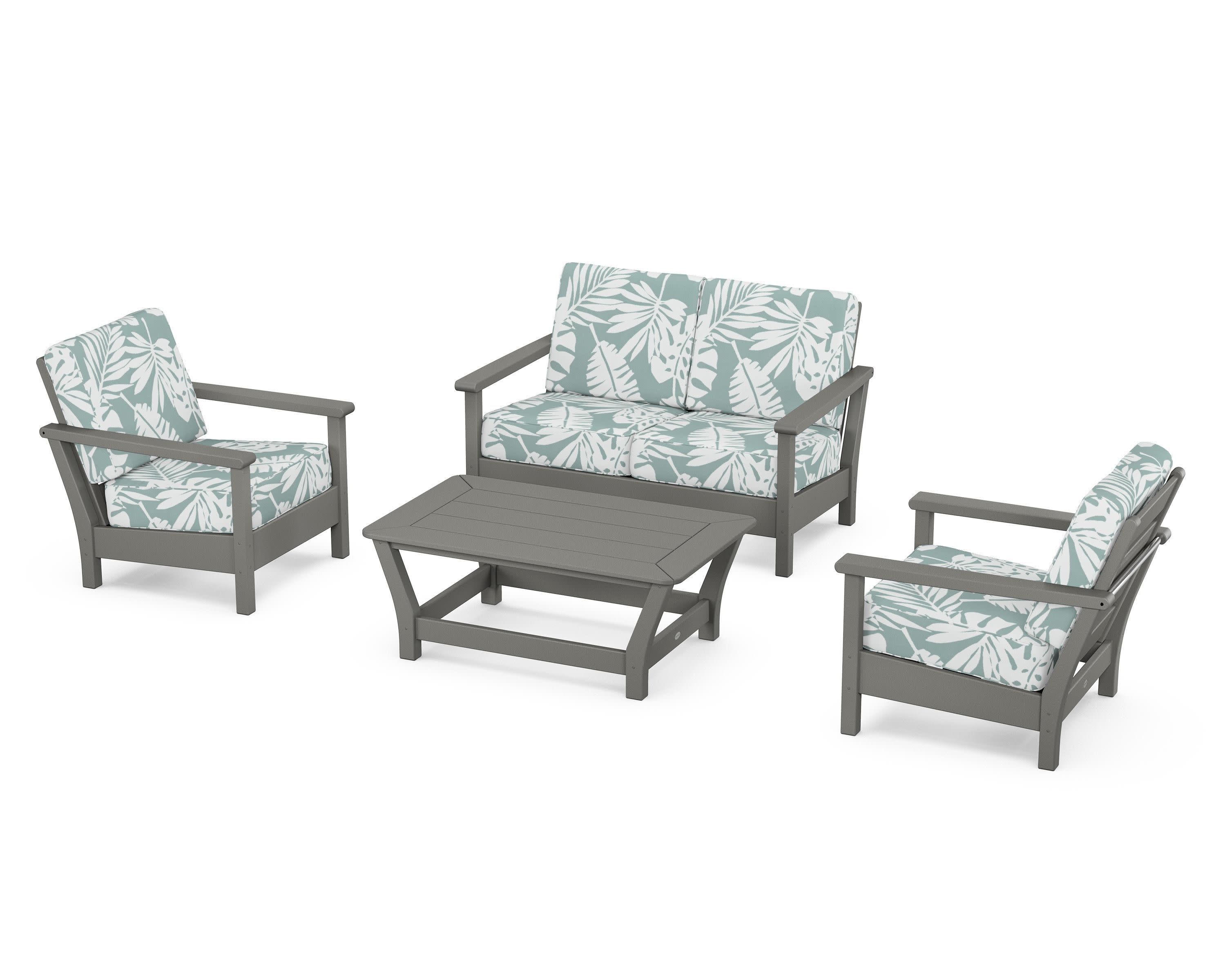 Harbour 4-Piece Deep Seating Set in Slate Grey / Leaf Glacier Spa