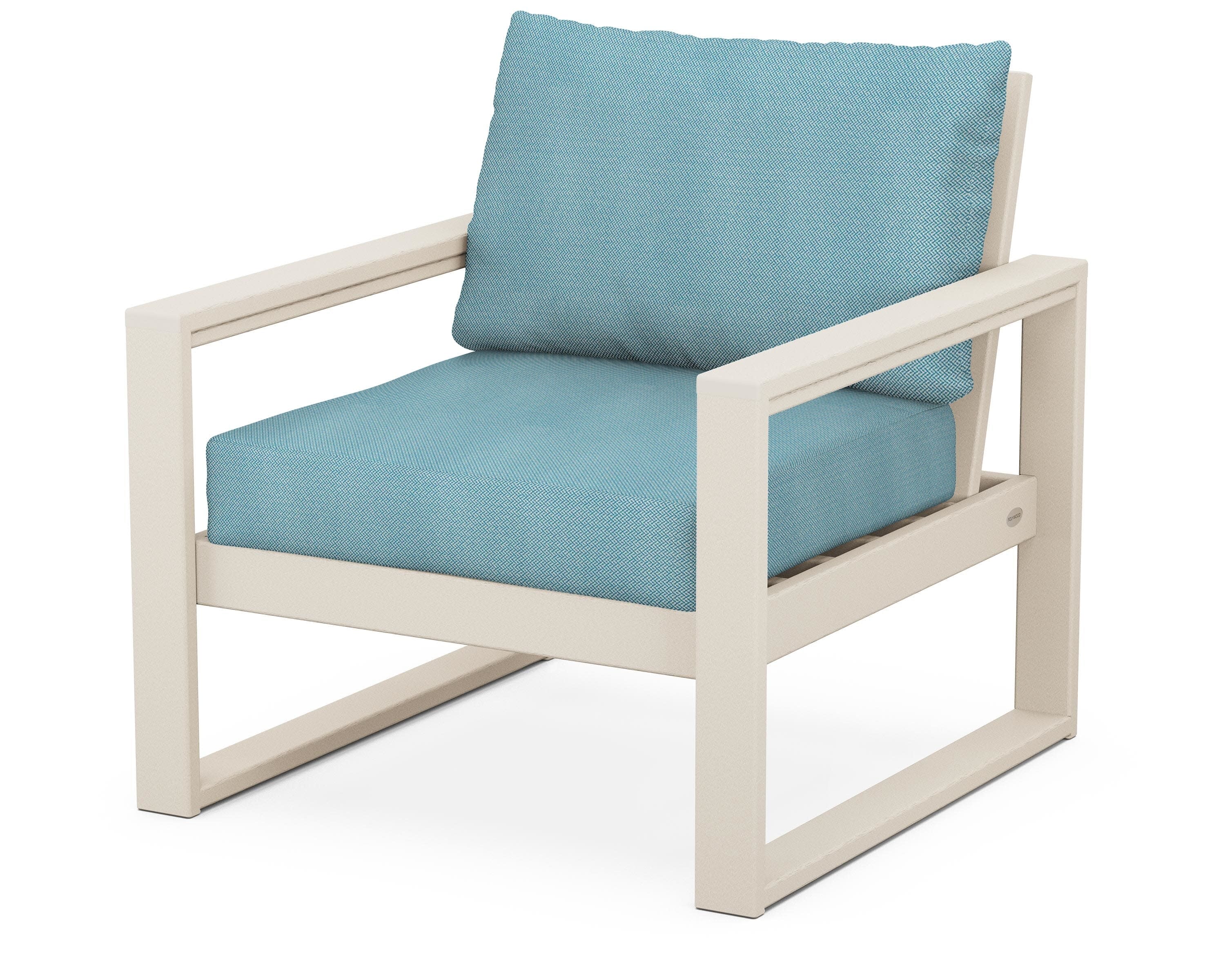 EDGE Club Chair in Sand / Lattice Sky Blue