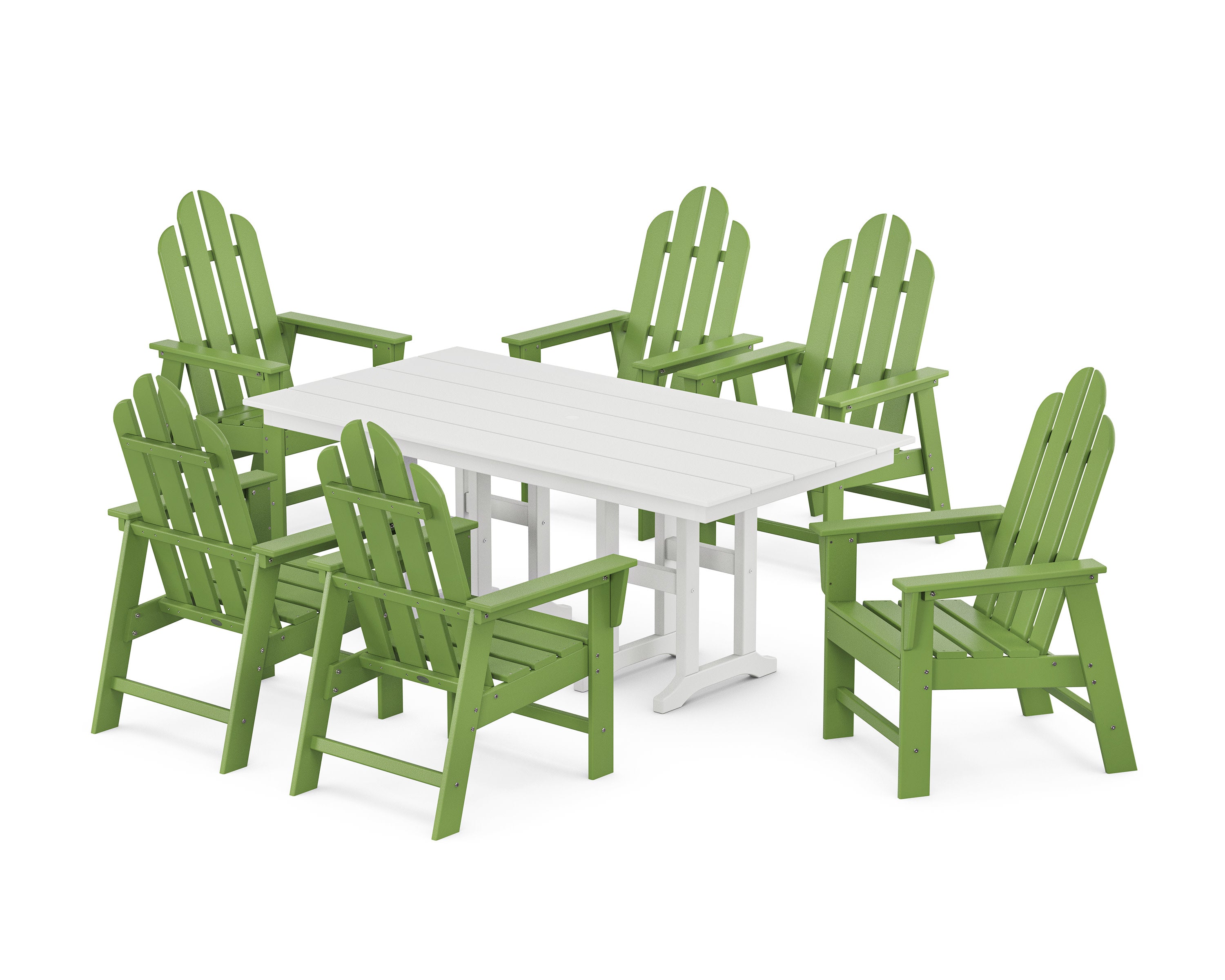 Long Island 7-Piece Farmhouse Dining Set in Lime / White