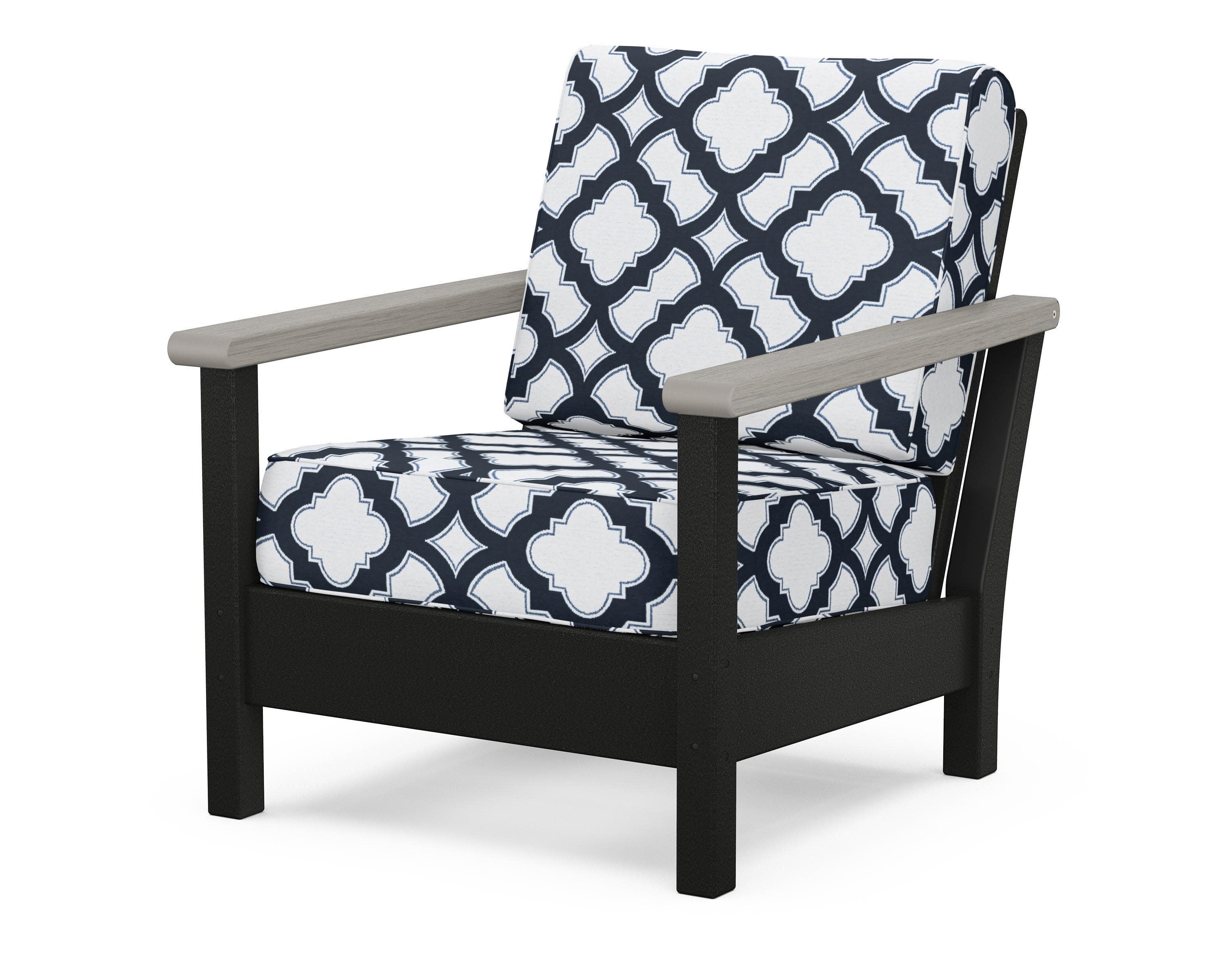 Harbour Deep Seating Chair in Black / Driftwood / Trellis Marine Indigo