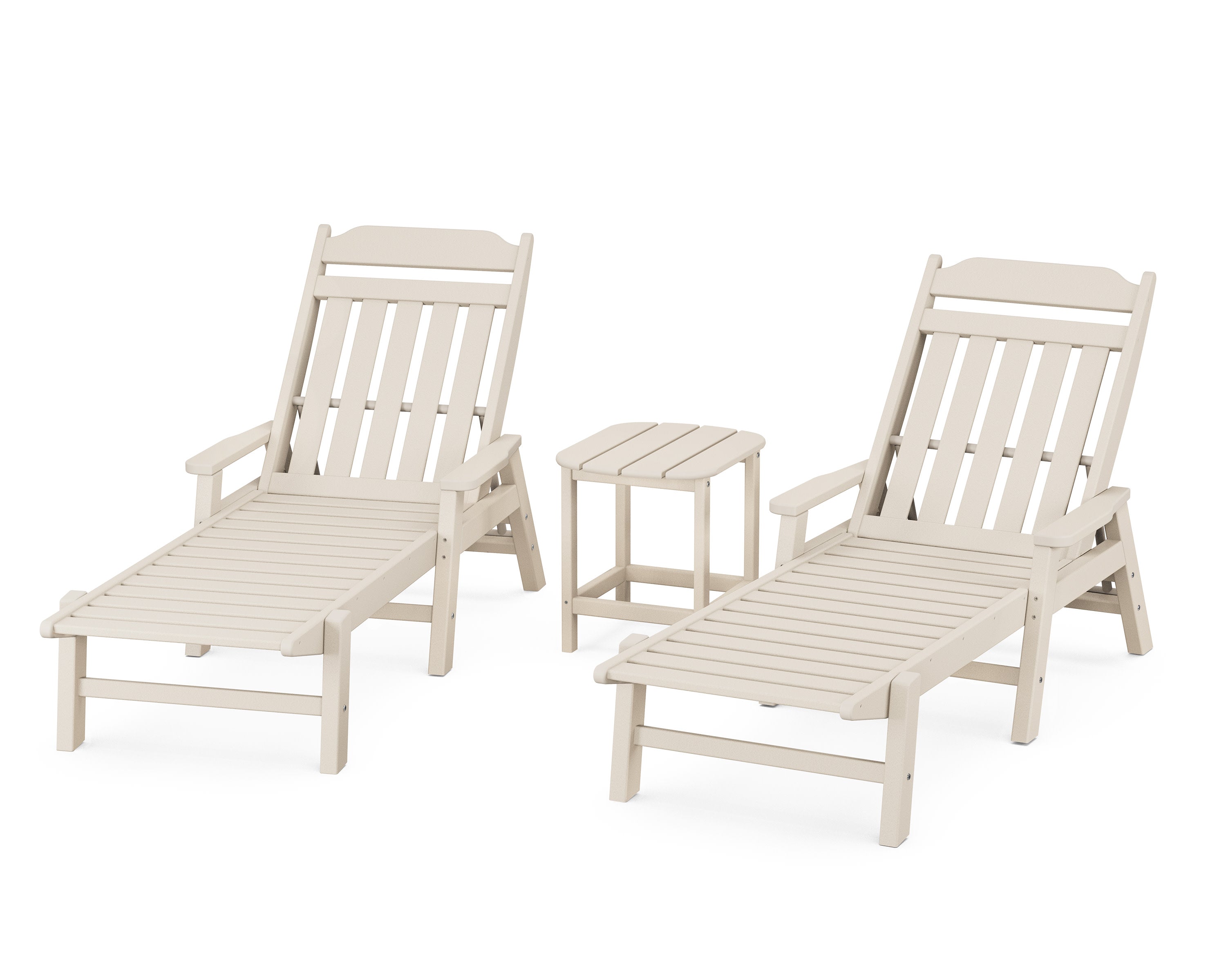 Cottage 3-Piece Chaise Set with Arms in Sand