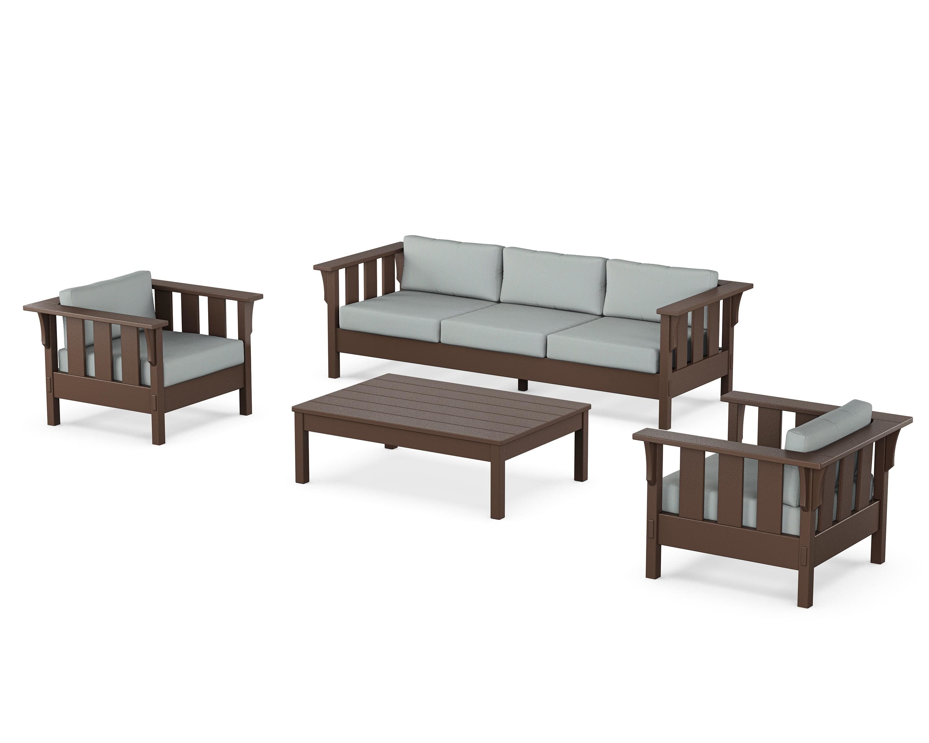 Acadia 4-Piece Deep Seating Set with Sofa in Mahogany / Spa