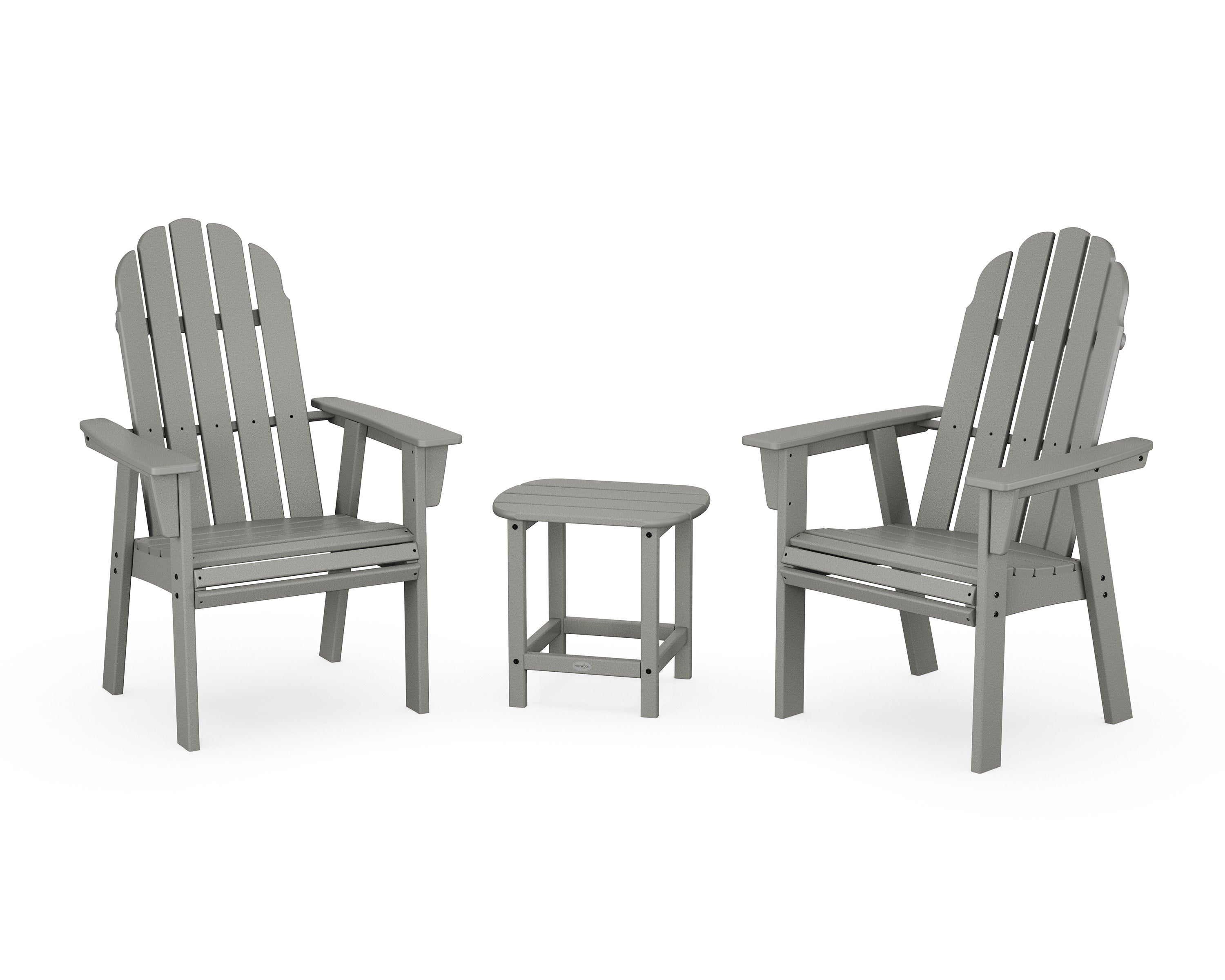 Vineyard 3-Piece Curveback Upright Adirondack Chair Set in Slate Grey