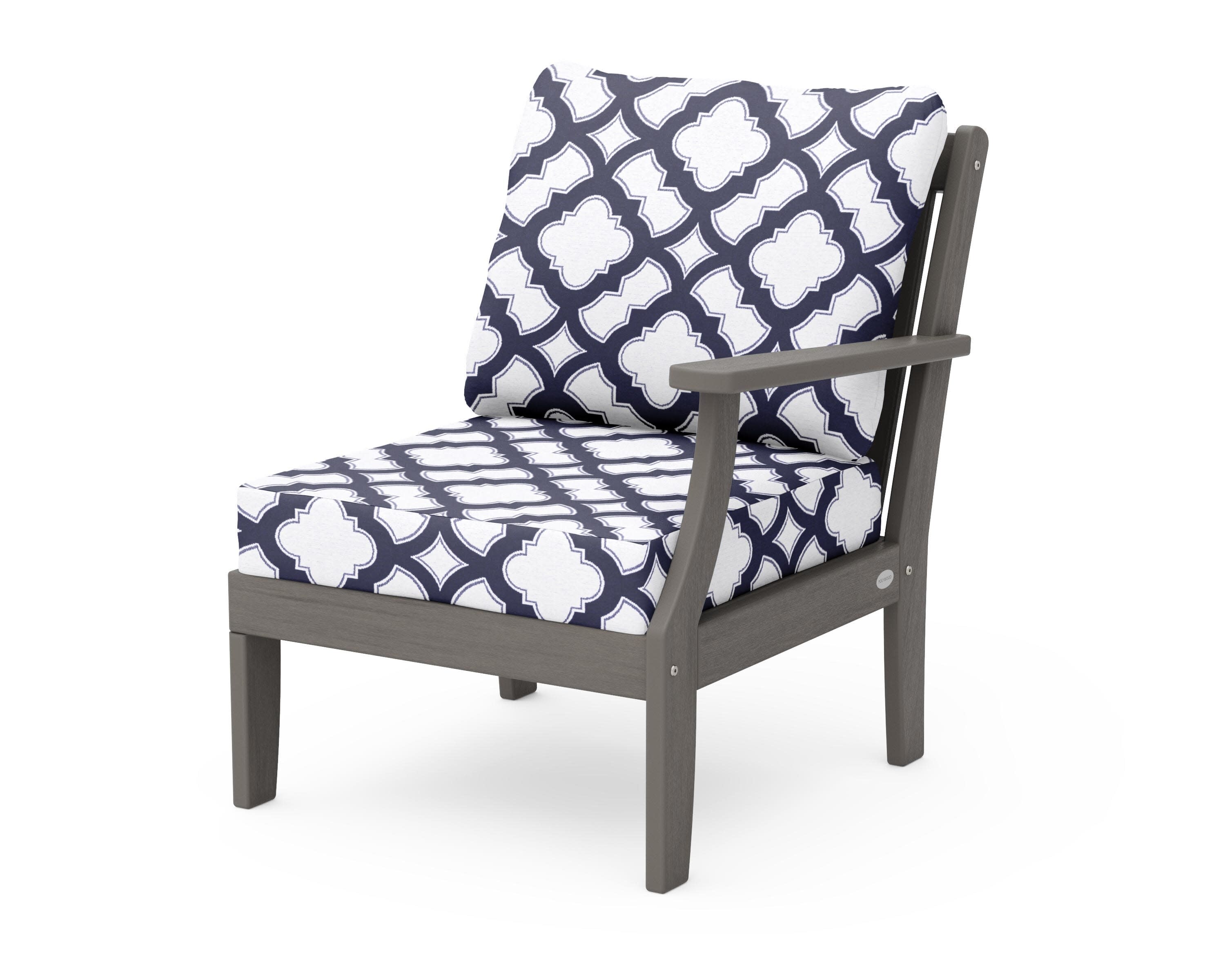 Braxton Modular Right Arm Chair in Driftwood / Trellis Navy
