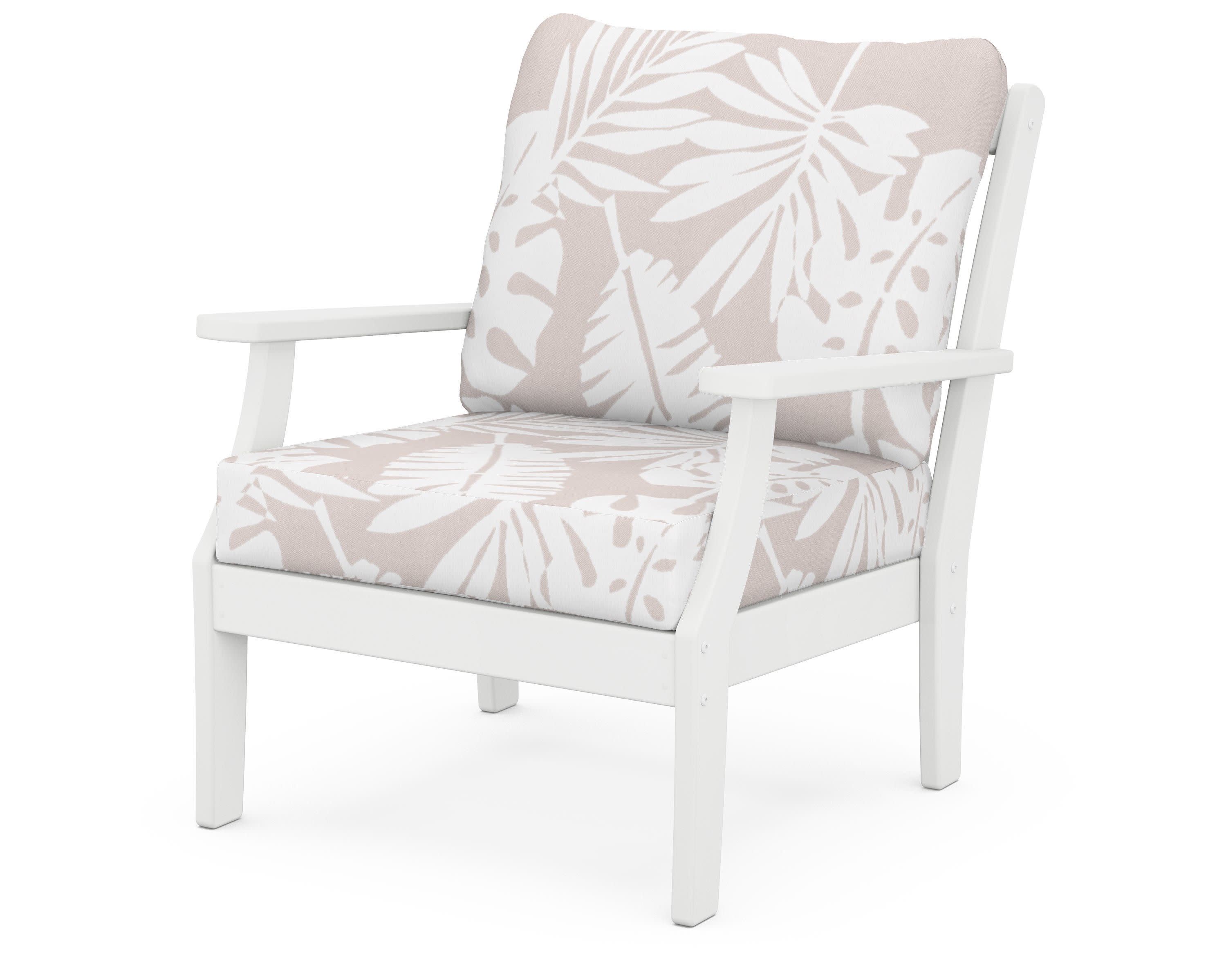 Braxton Deep Seating Chair in White / Leaf Dune Burlap