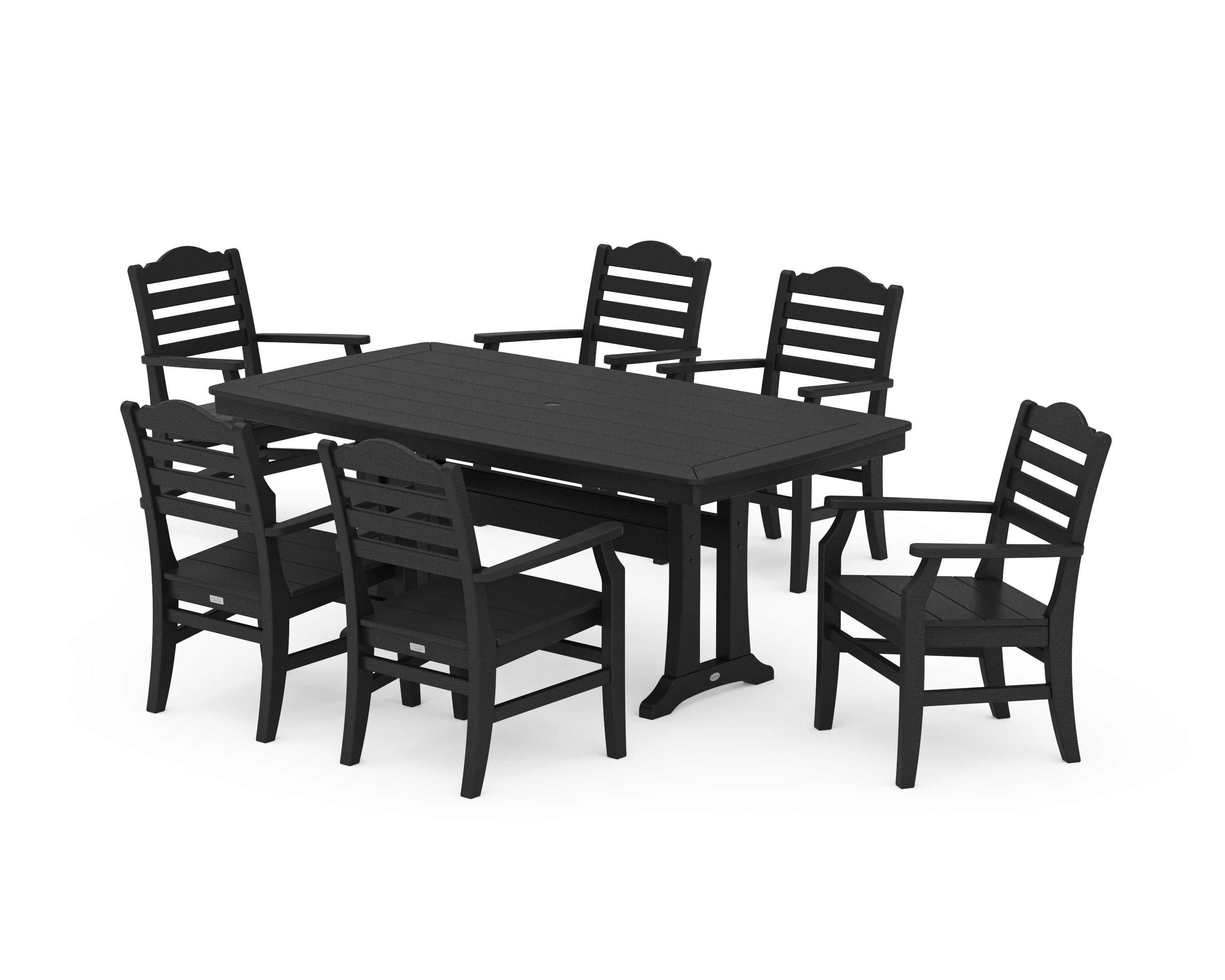 Savannah Arm Chair 7-Piece Dining Set with Trestle Legs in Black