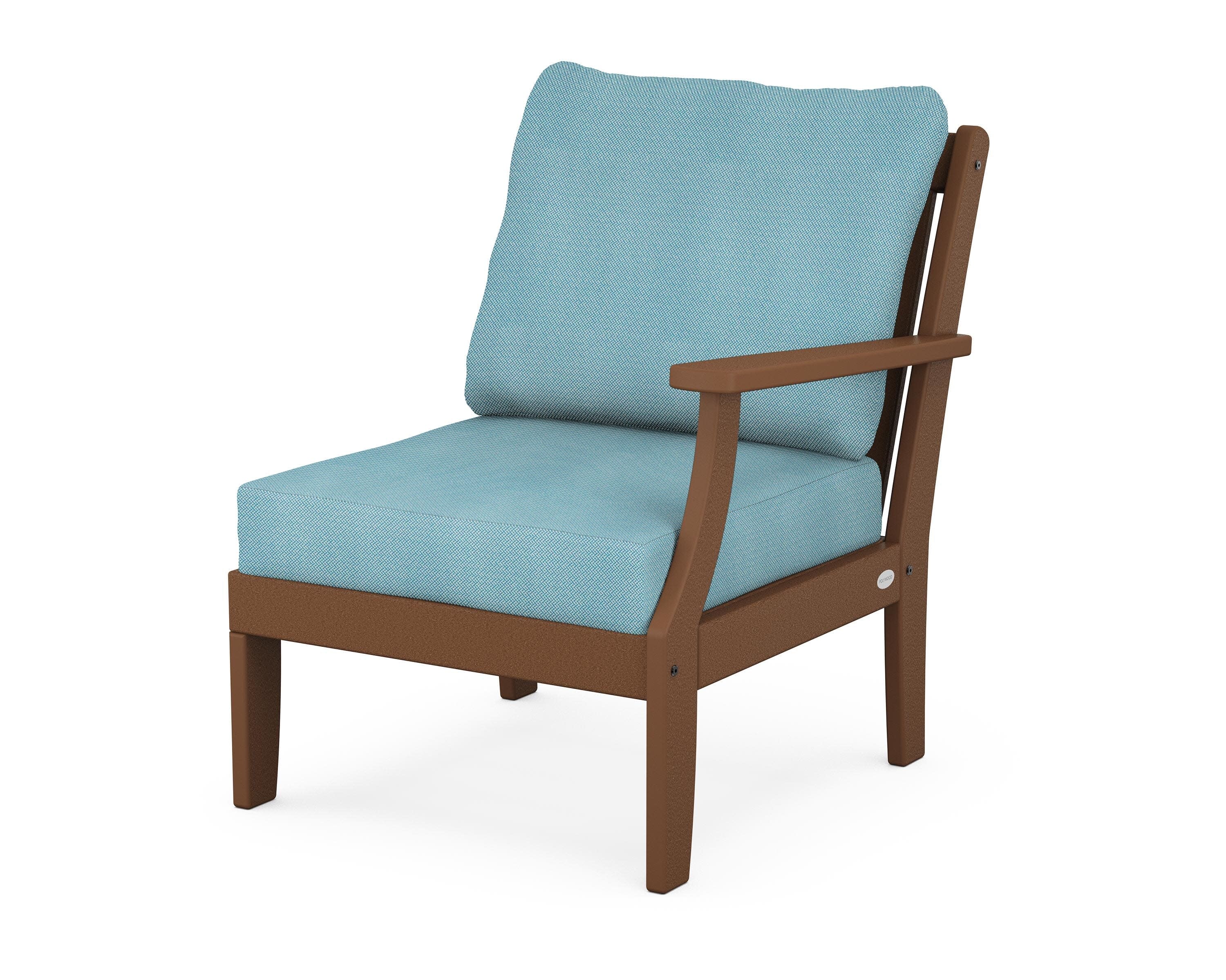 Braxton Modular Right Arm Chair in Teak / Lattice Sky Blue