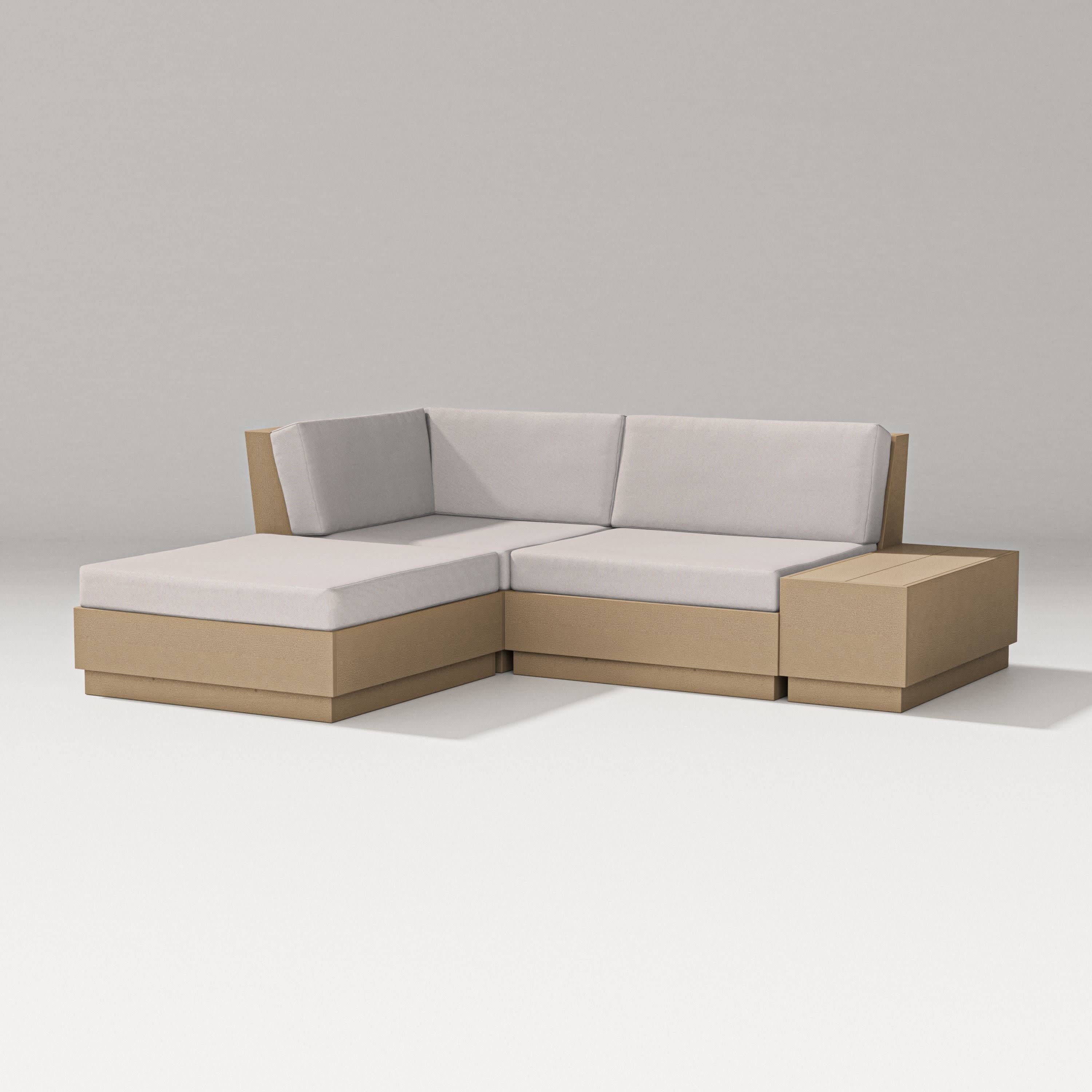 Elevate Loveseat Sectional with Chaise in Vintage Sahara / Dune Burlap