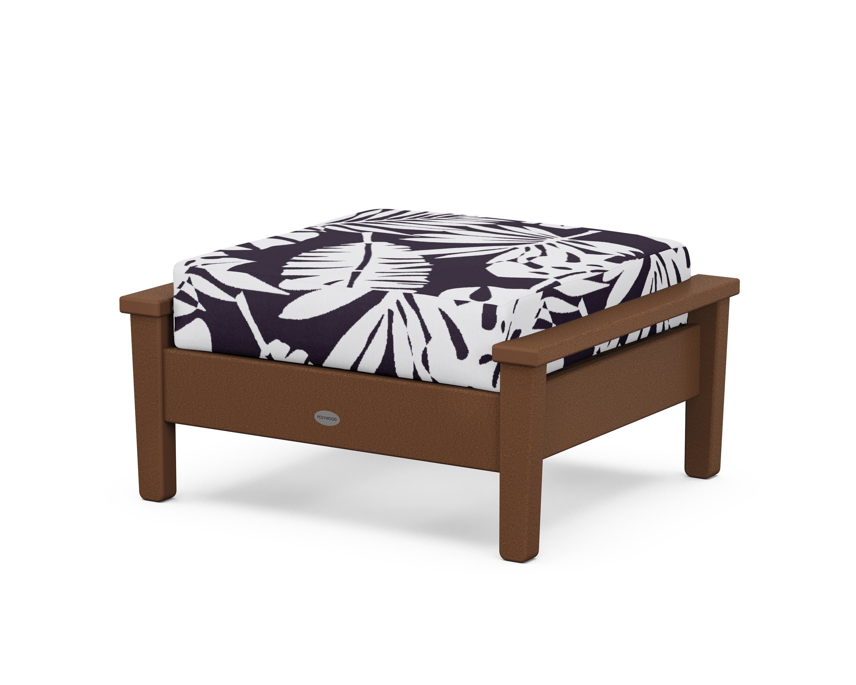Prescott Deep Seating Ottoman in Teak / Leaf Navy