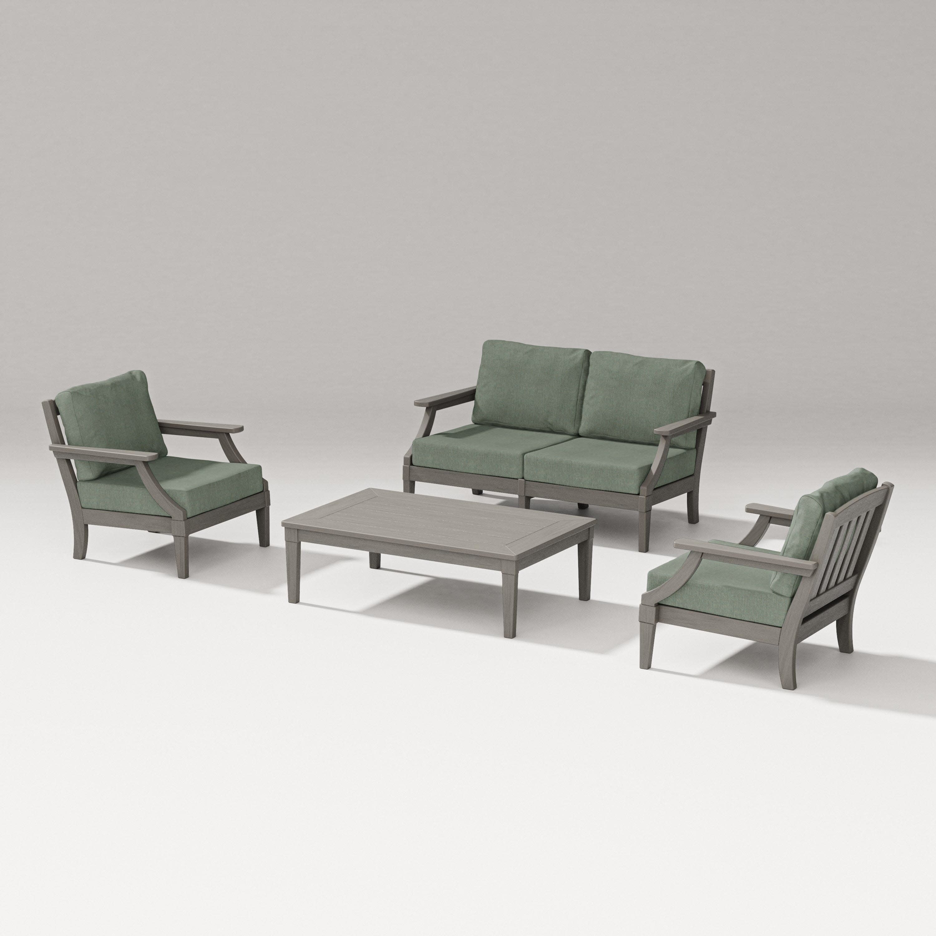 Estate Lounge 4-Piece Loveseat Set in Driftwood / Cast Sage