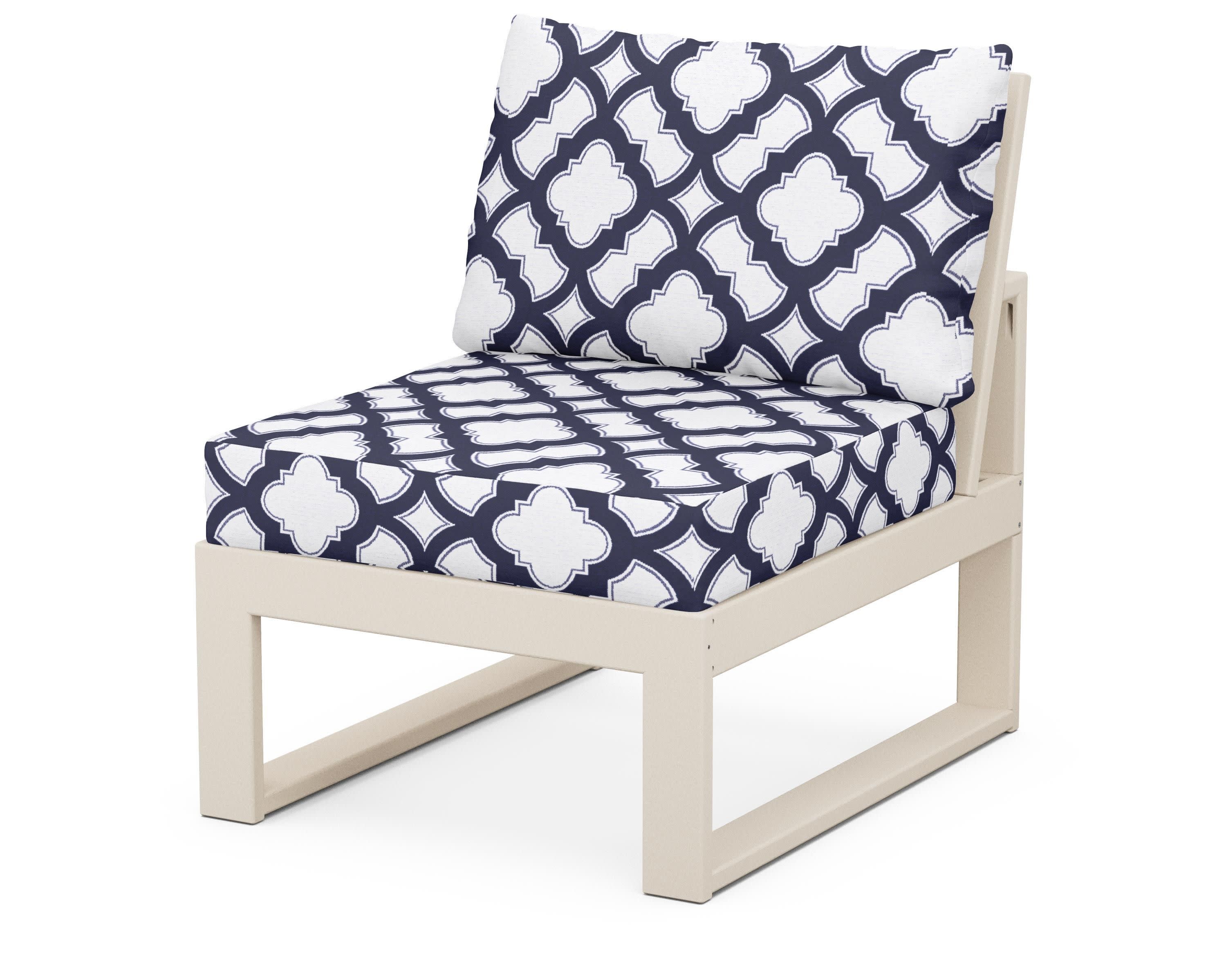 Modular Armless Chair in Sand / Trellis Navy